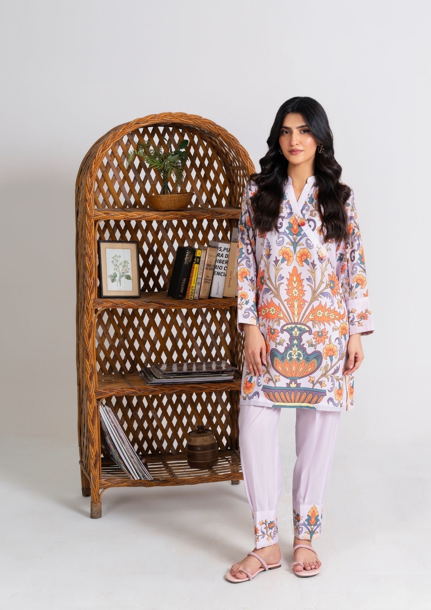 swiss cotton Kurta Set in Lilac