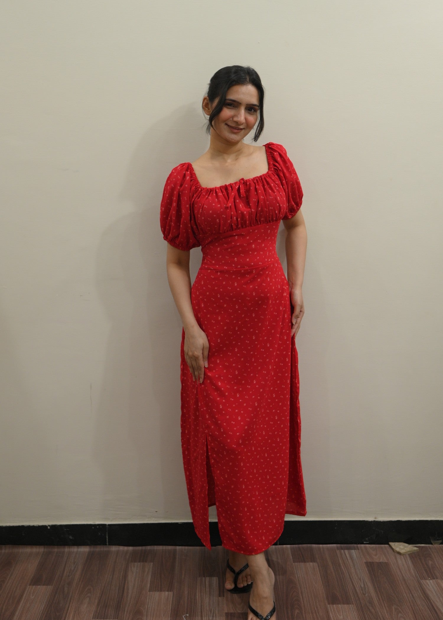 grip Dress in Ruby red