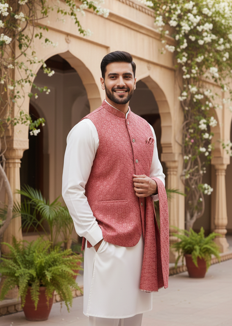 silk Waistcoat in Tea rose pink