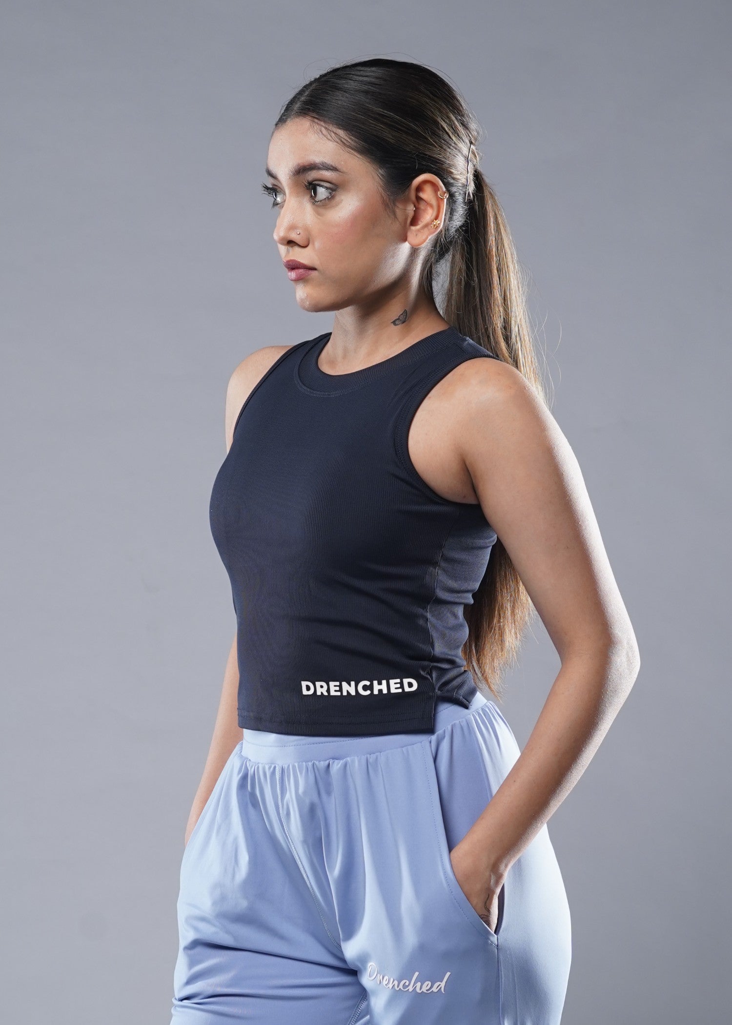 polyester nylon Tank Top in Navy blue
