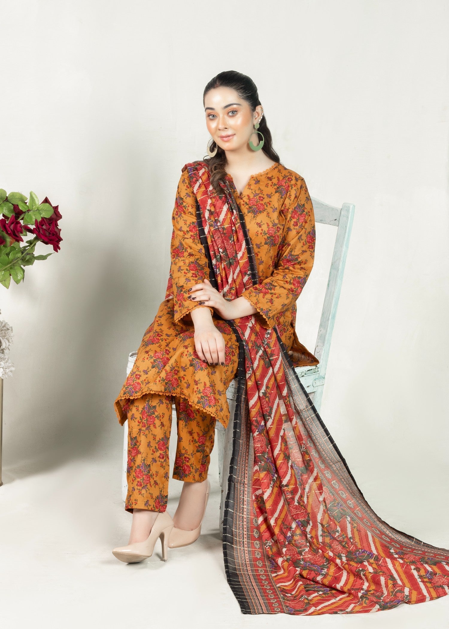 lawn Kurta Set in Goldenrod