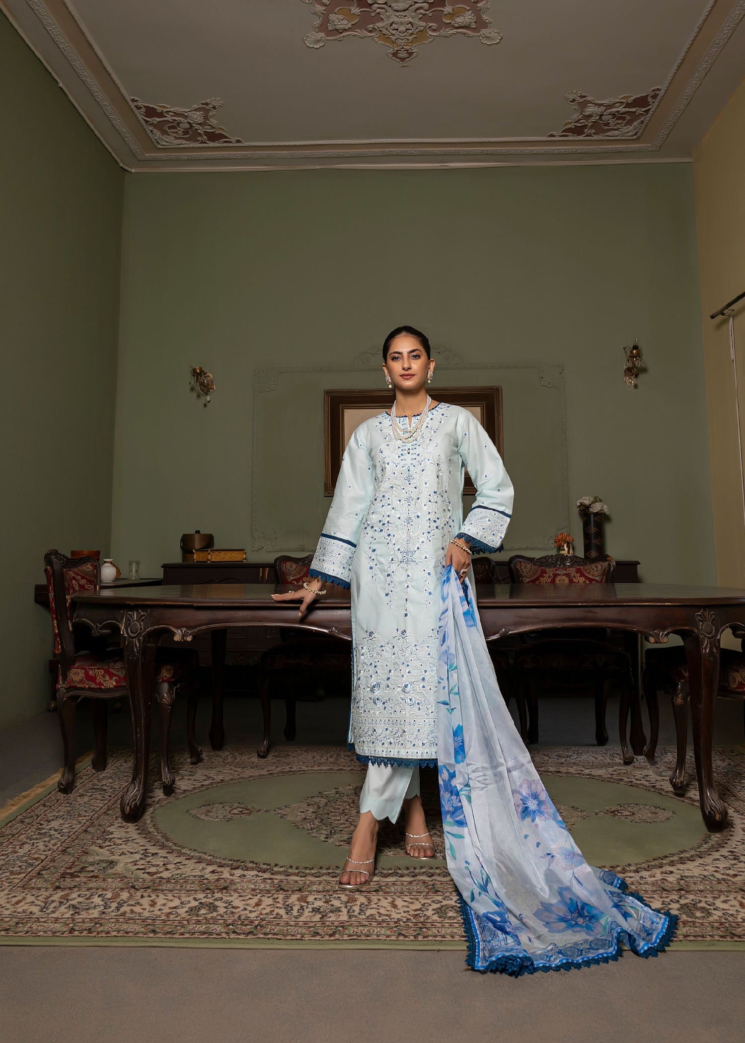 cotton Unstitched in Powder blue