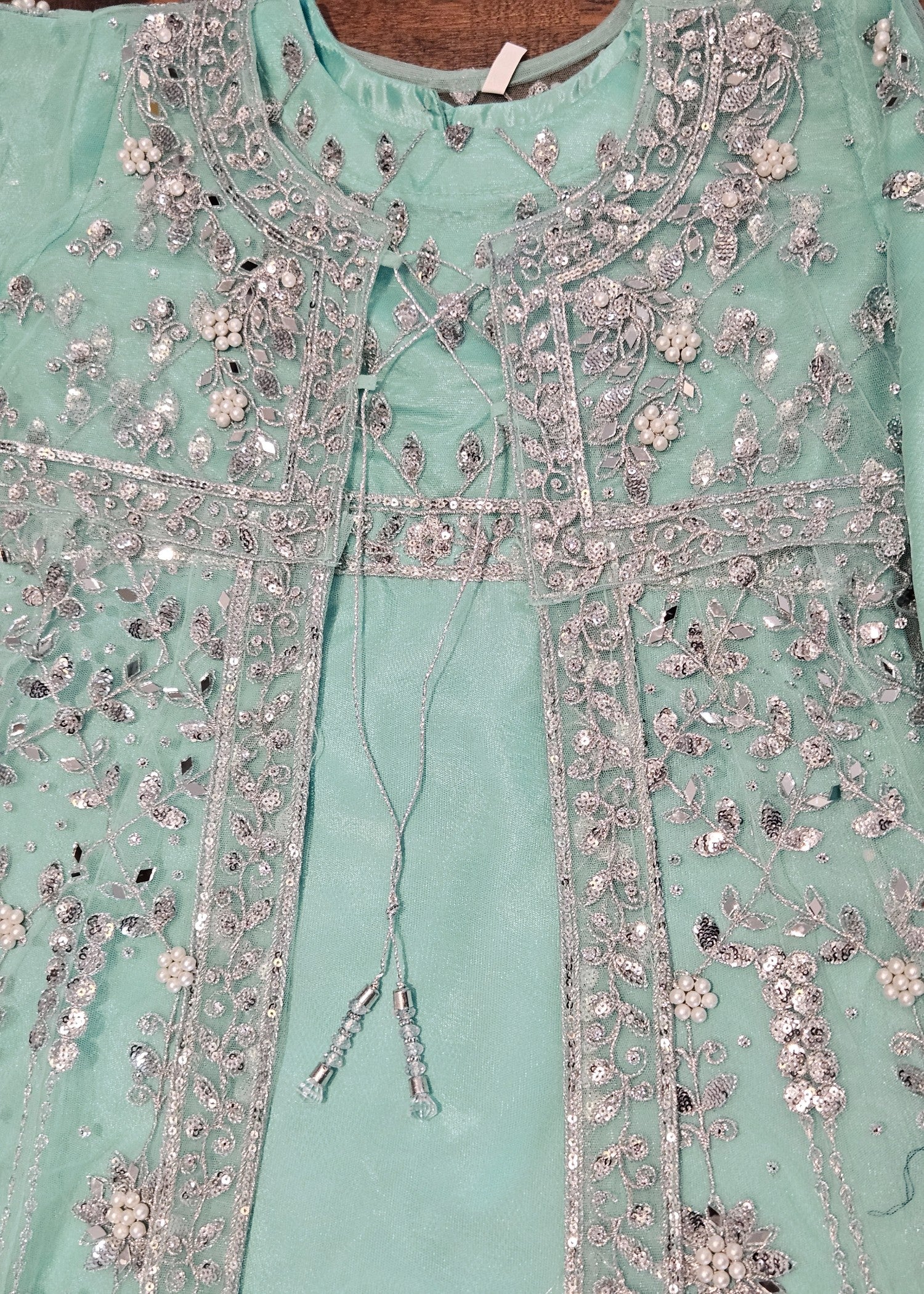 net Gown in Aquamarine