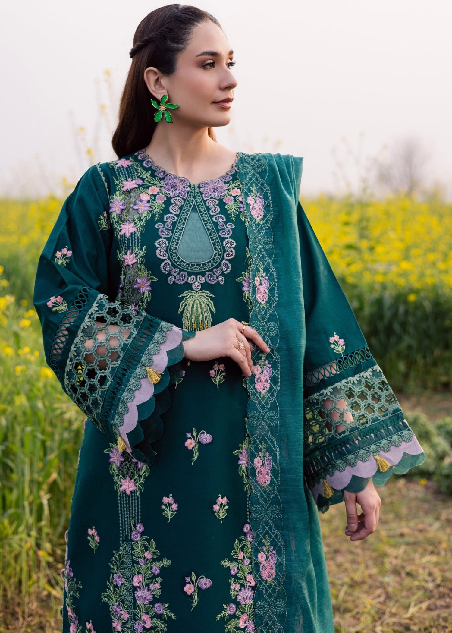 lawn Unstitched in Jade green