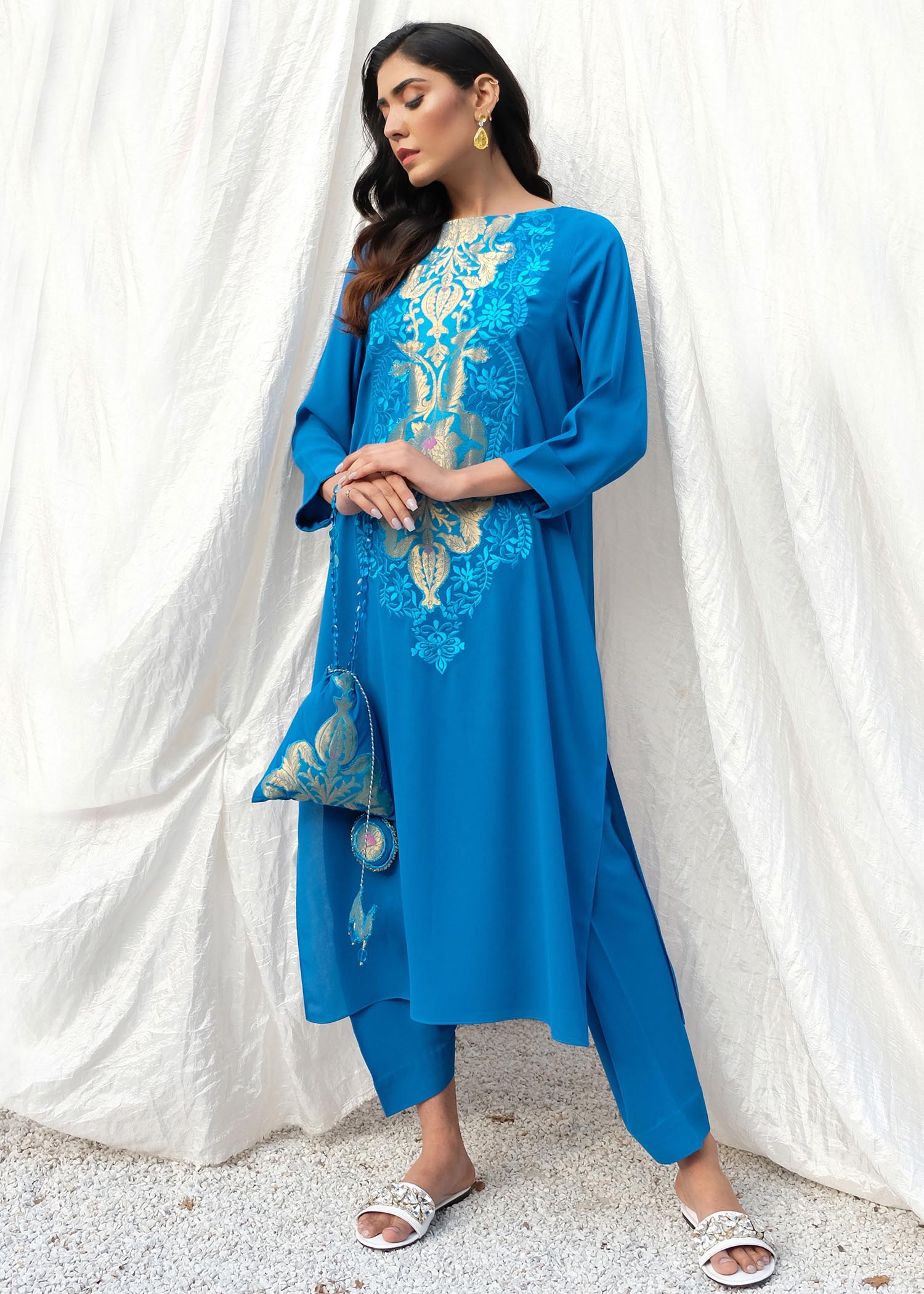 georgette Kurta Set in Blue
