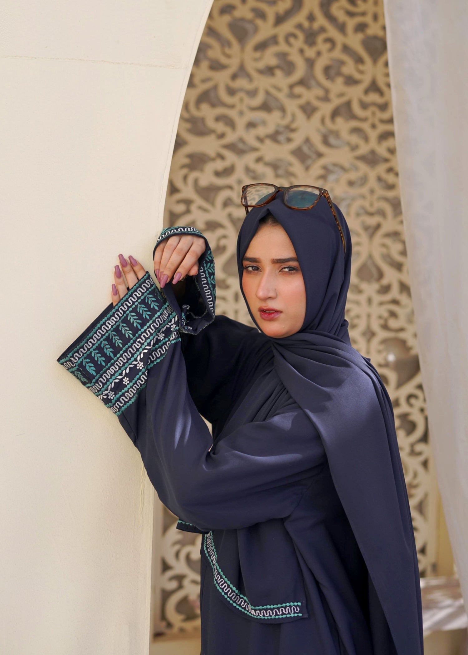 crepe georgette Abaya in Blue