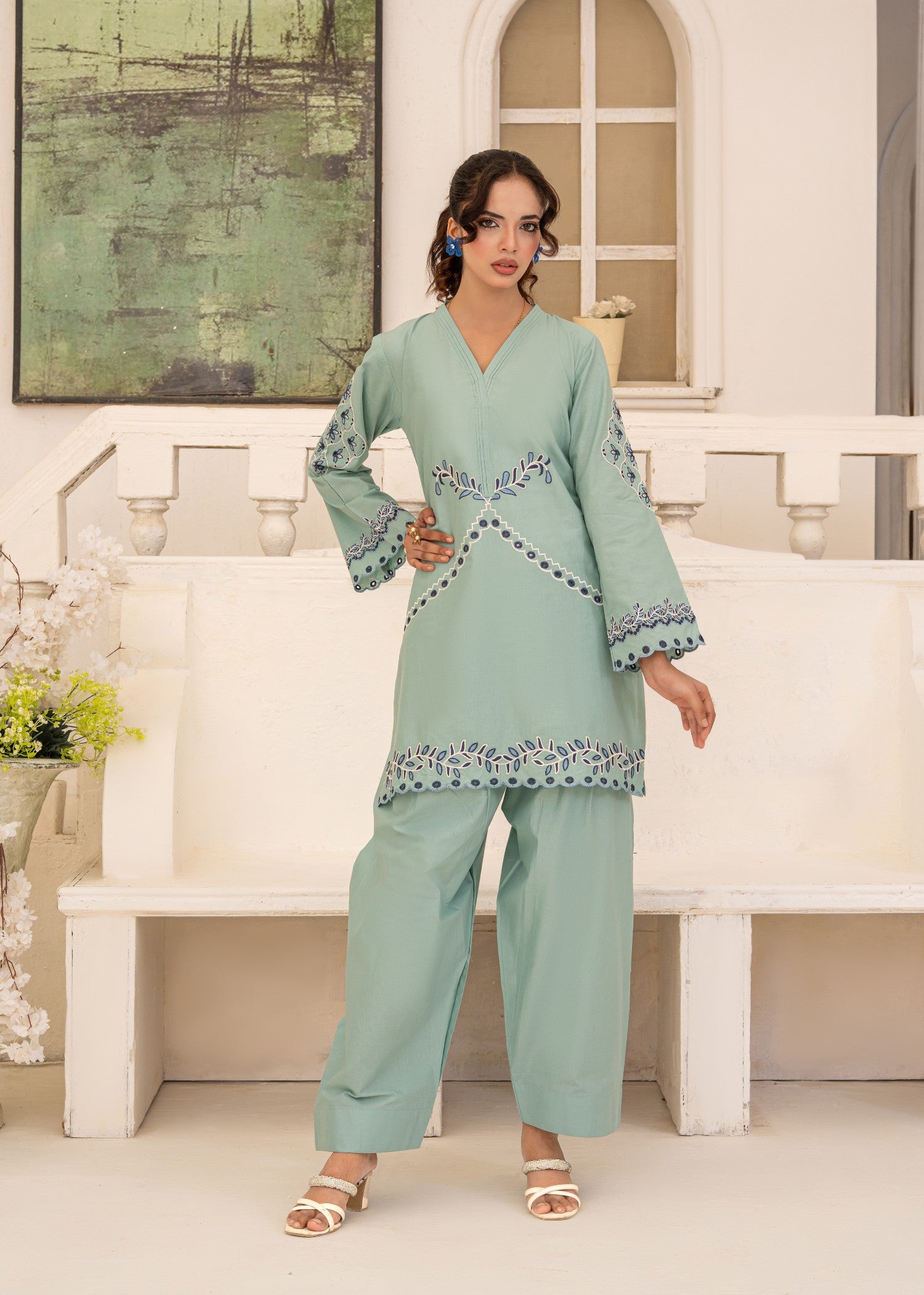 cotton Co Ord Sets in Moss green
