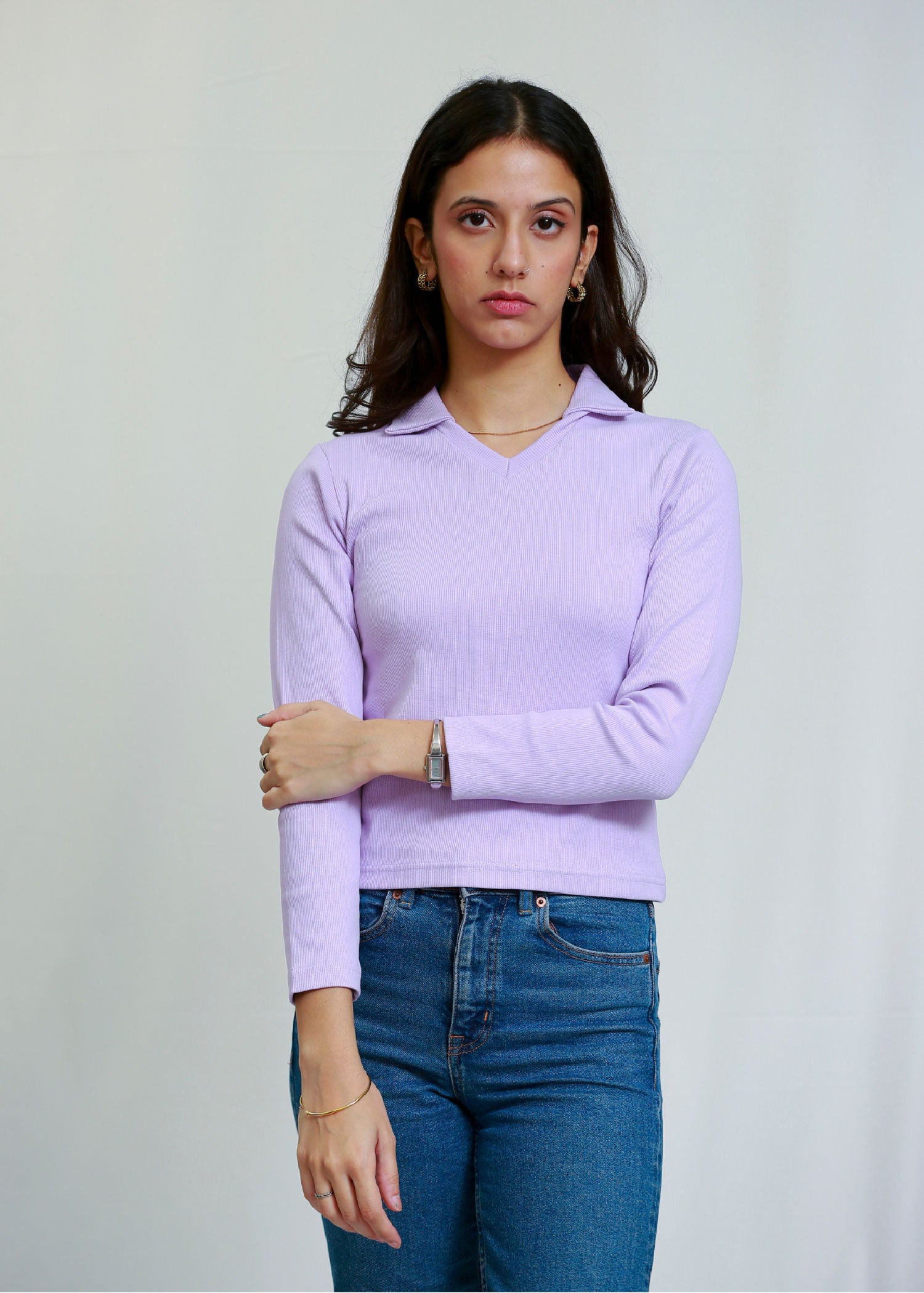 cotton Polo Shirt in Lilac