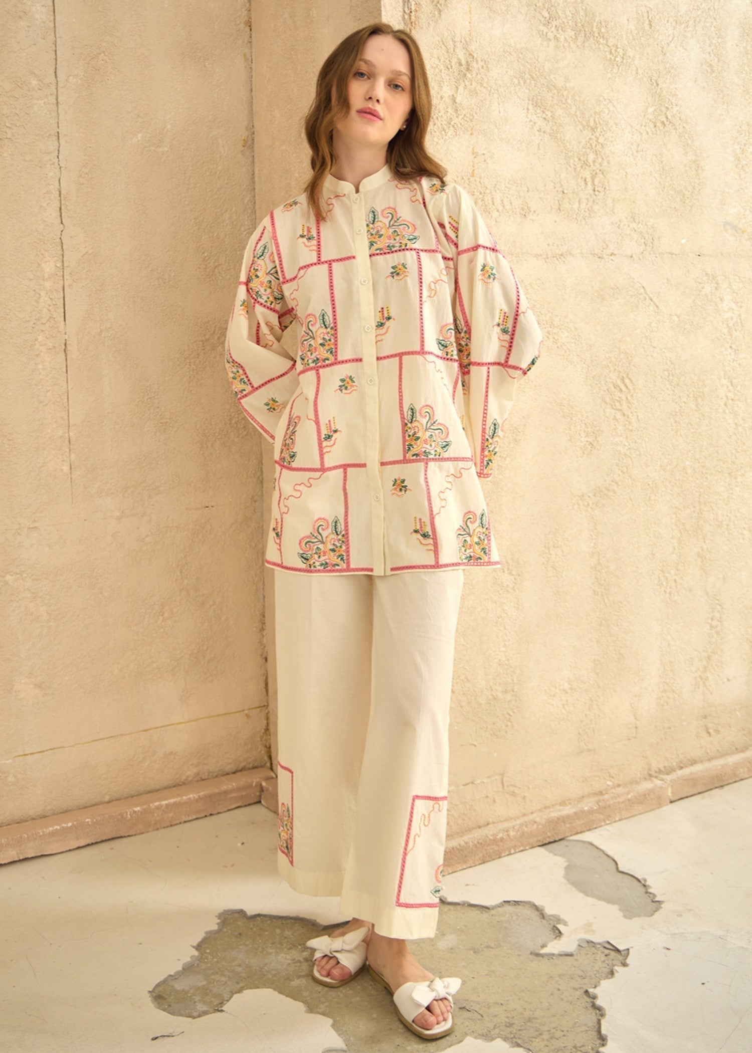 cambric cotton Co Ord Sets in Cream