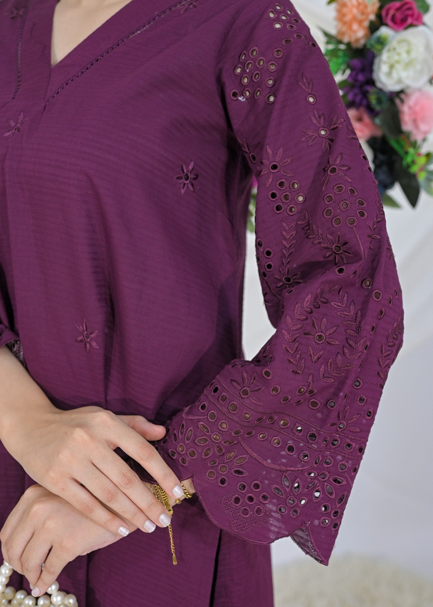 lawn cotton Co Ord Sets in Purple