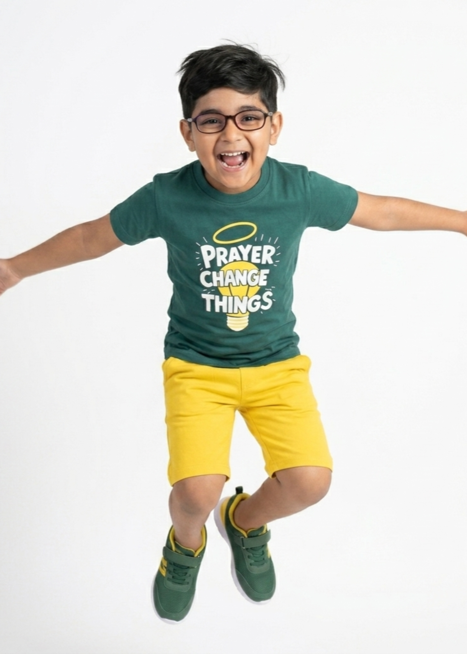 cotton jersey T Shirt in Green, yellow