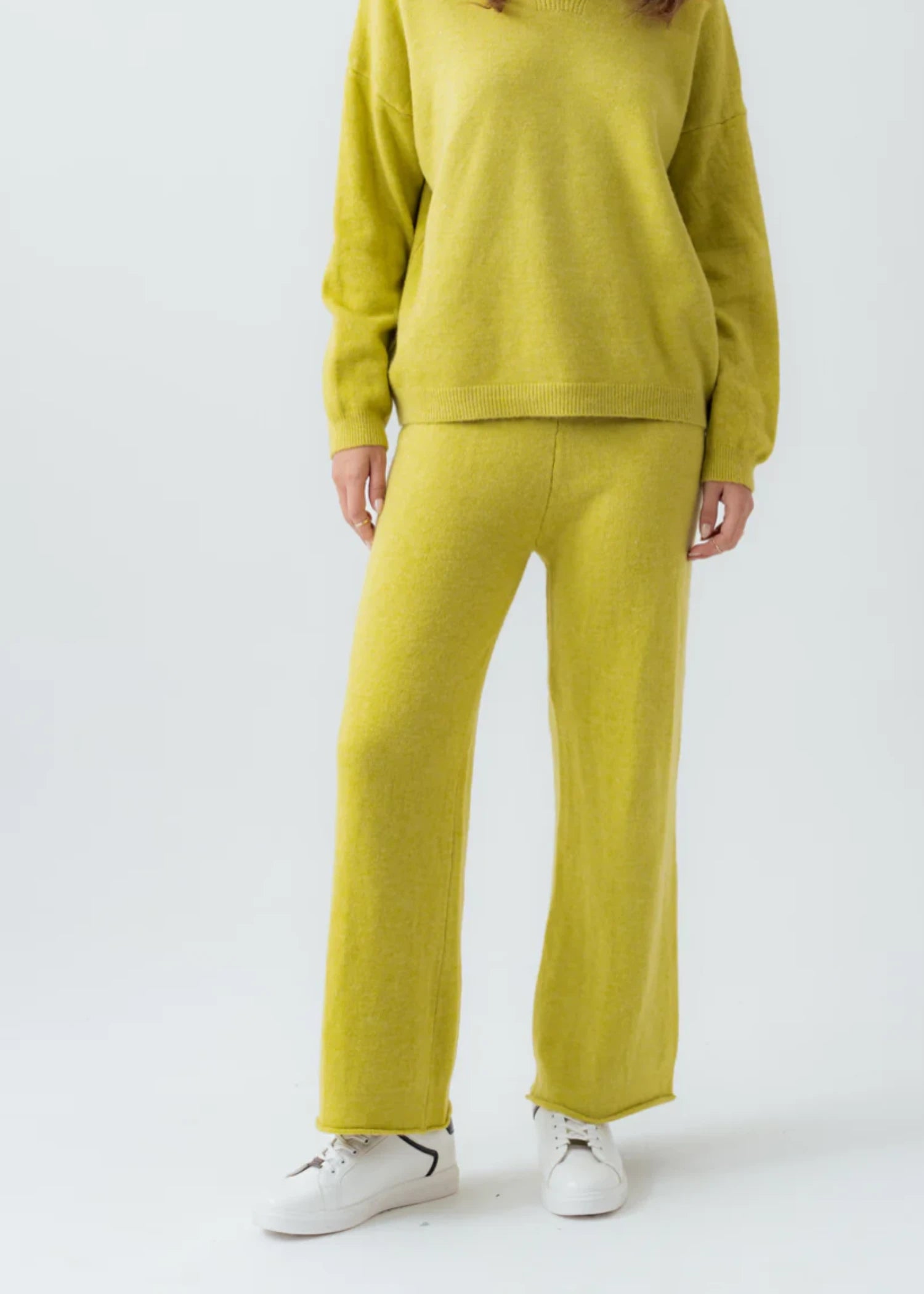 polyester Trousers in Key lime
