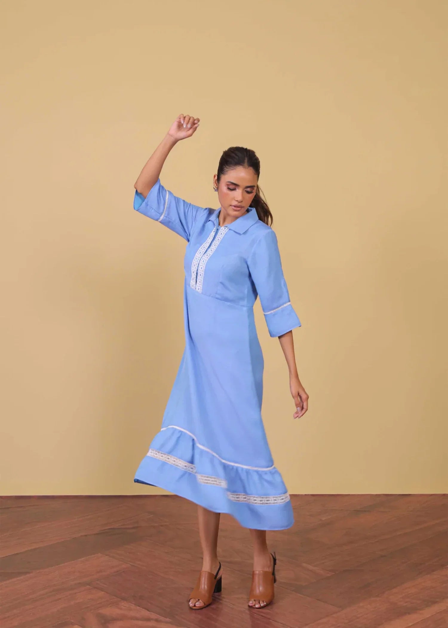 polyester Dress in Sky blue