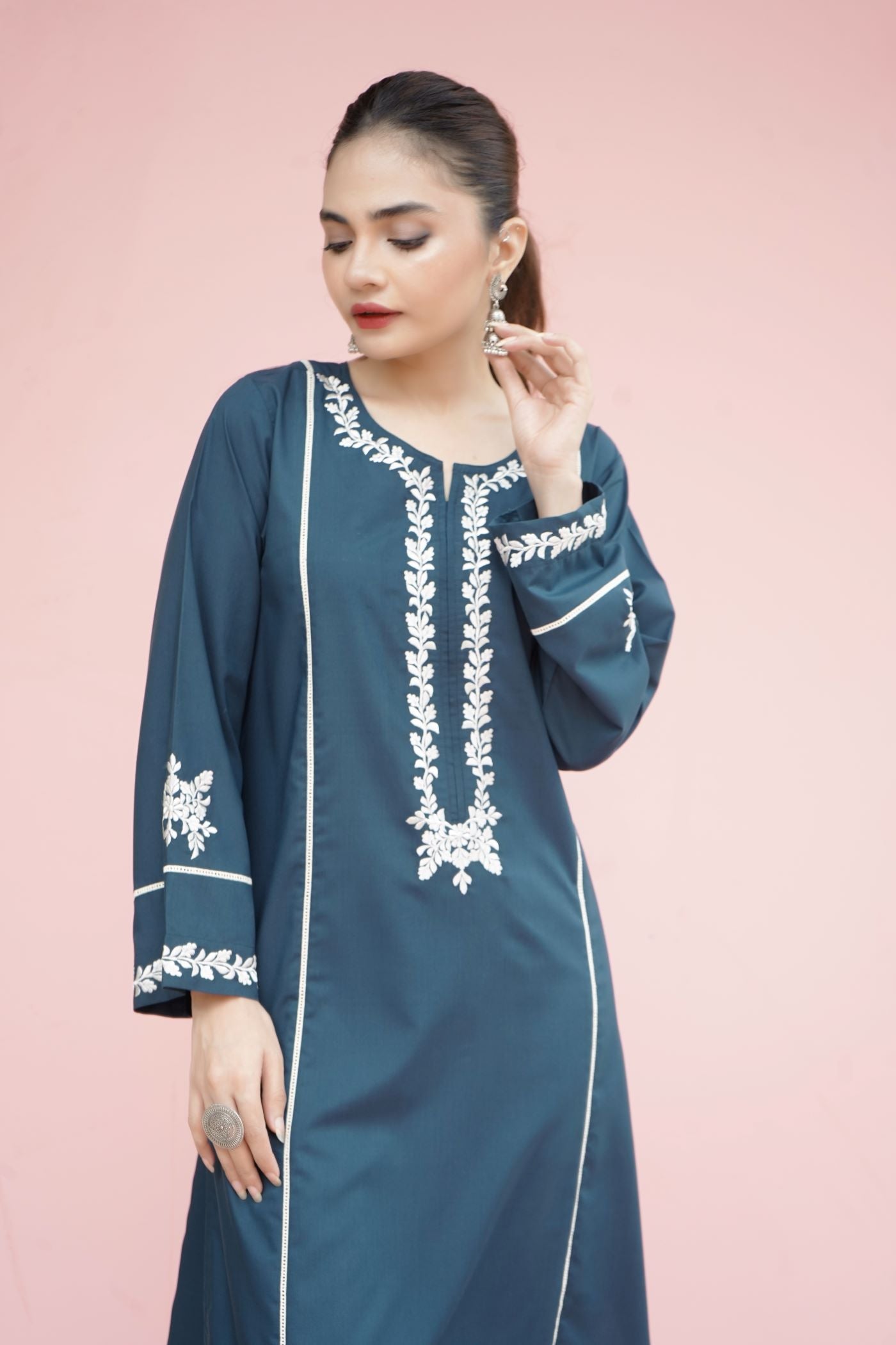 poly viscose Kurta Set in Blue