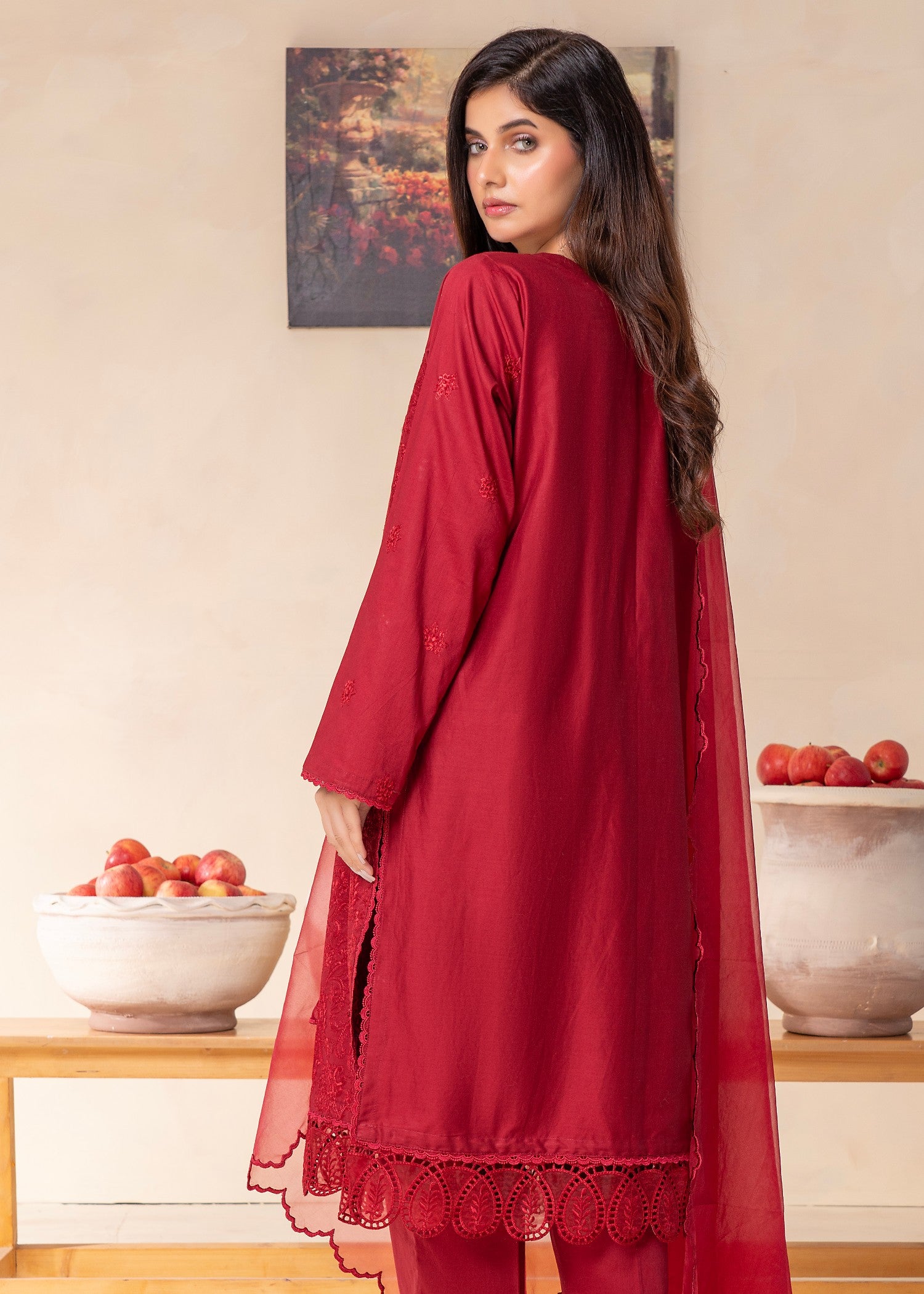 lawn cotton Kurti in Red