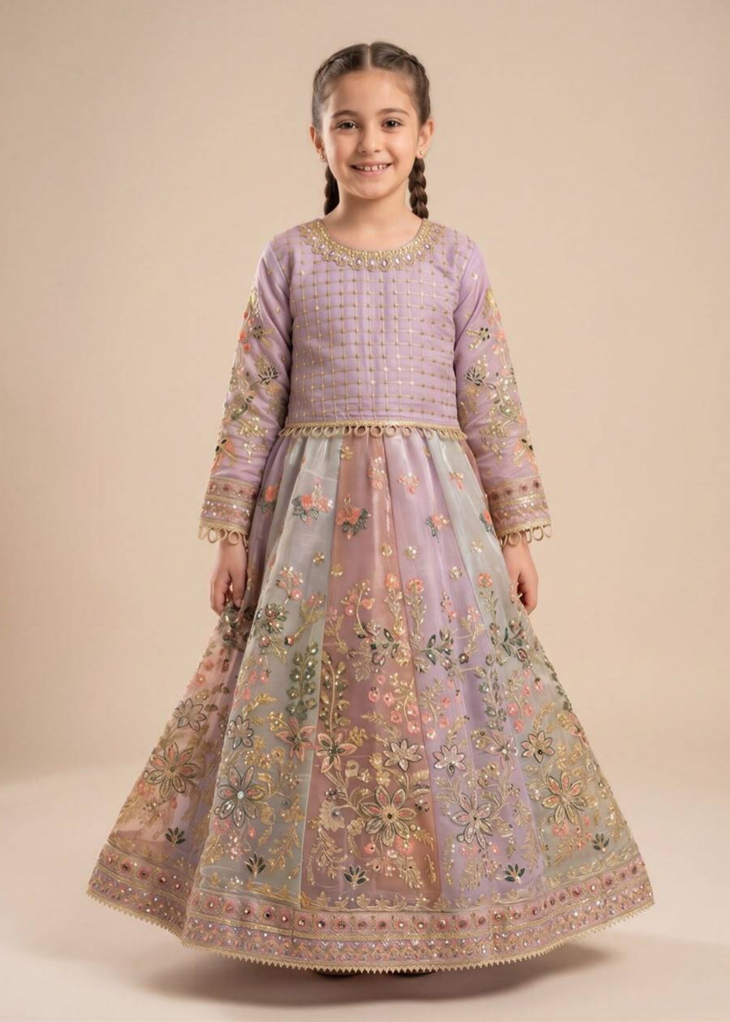 silk Lehenga in Multi