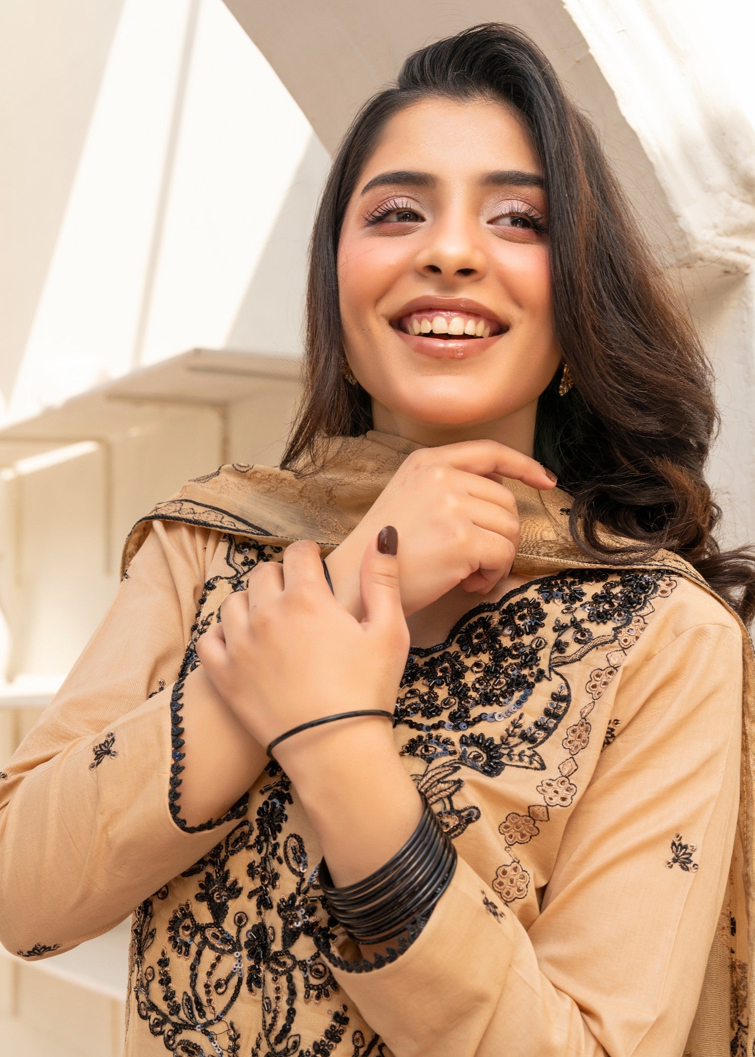 lawn Kurta Set in Goldfish orange