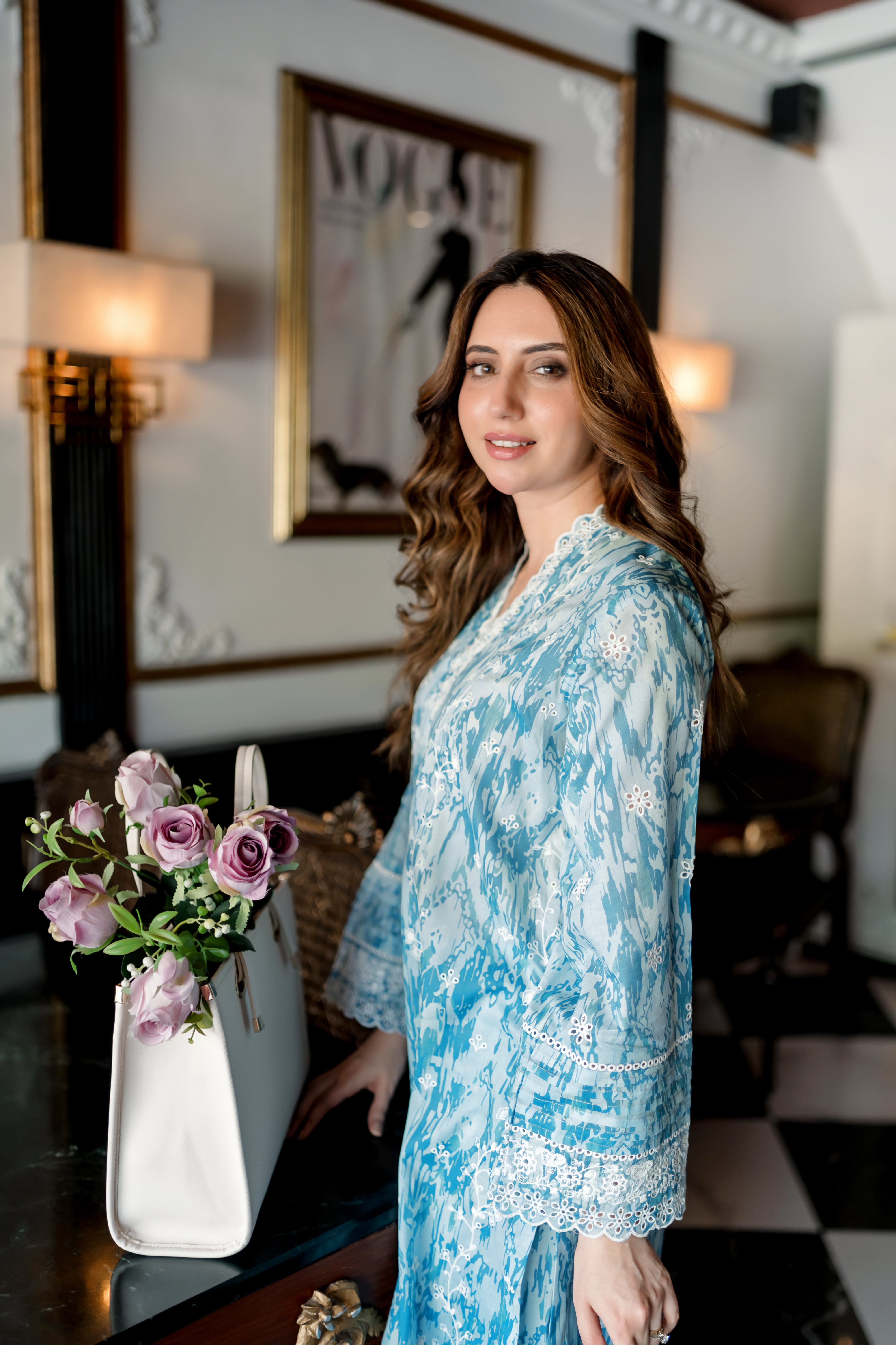 cambric Kurti in Light blue