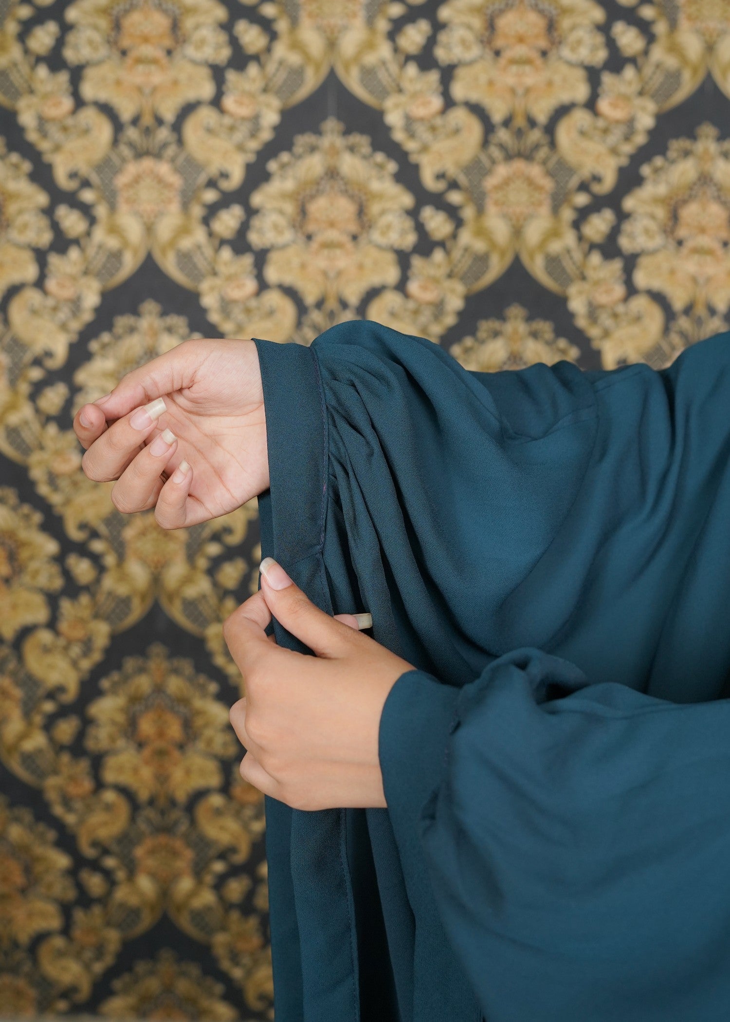 georgette chiffon Abaya in Teal