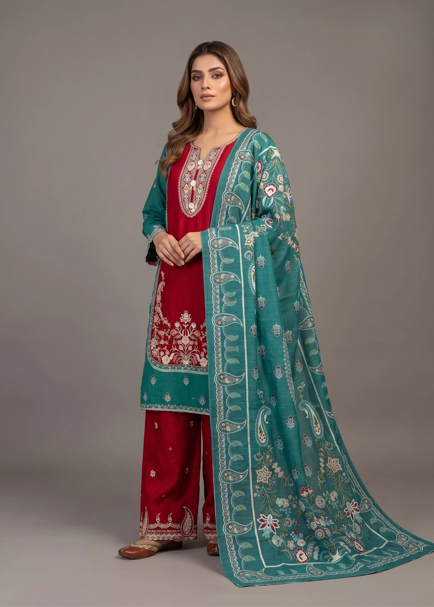 cotton linen Kurta Set in Sea green, maroon