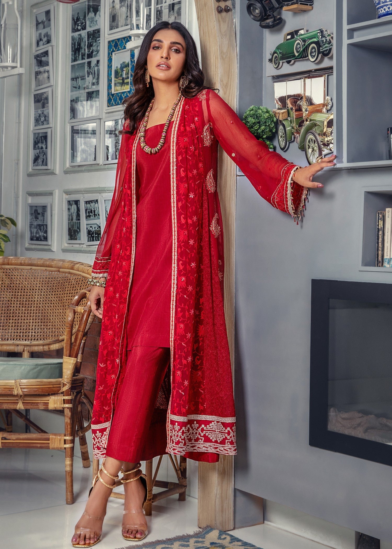 chiffon Gown in Red