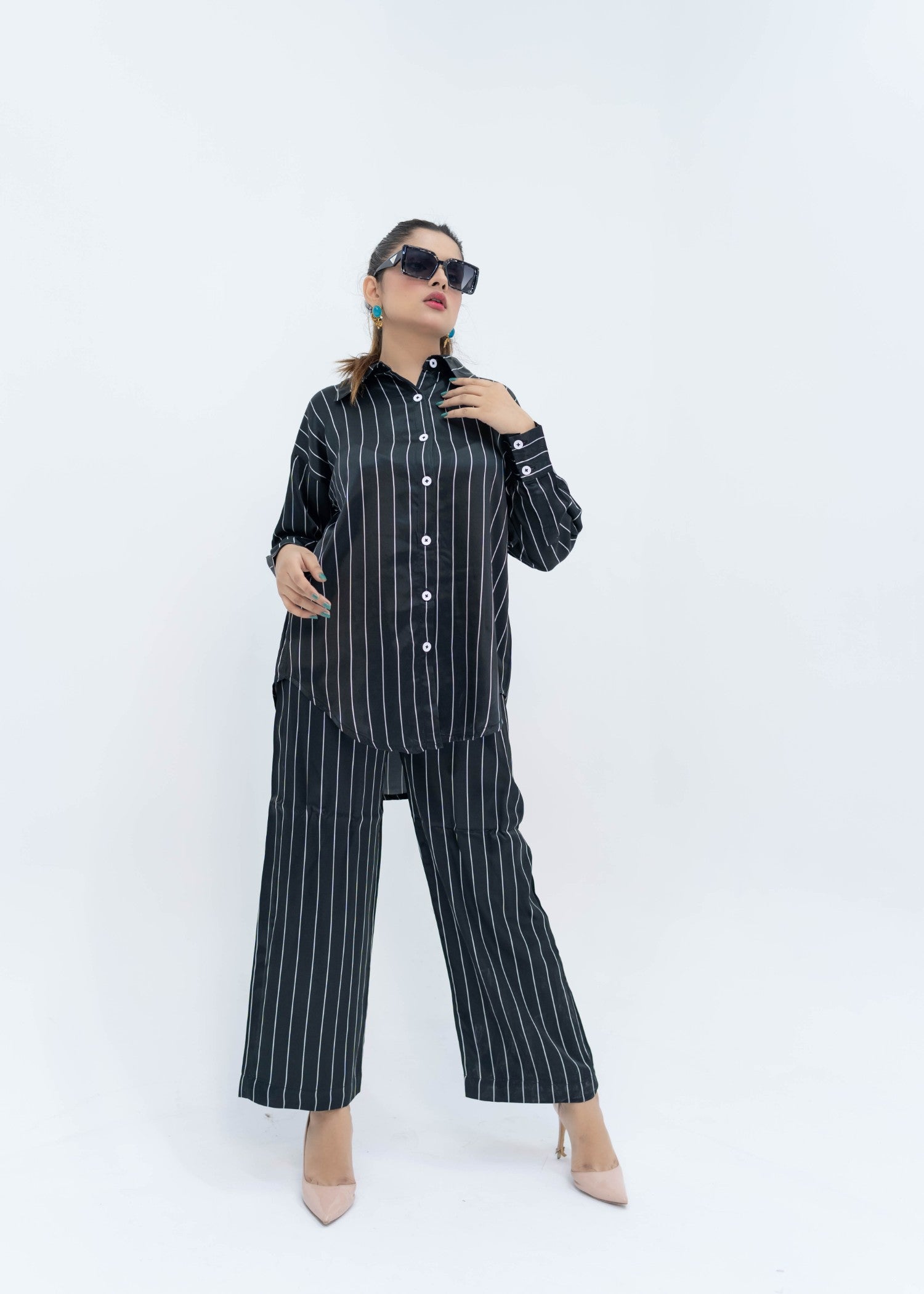 thai silk Co Ord Sets in Jet black
