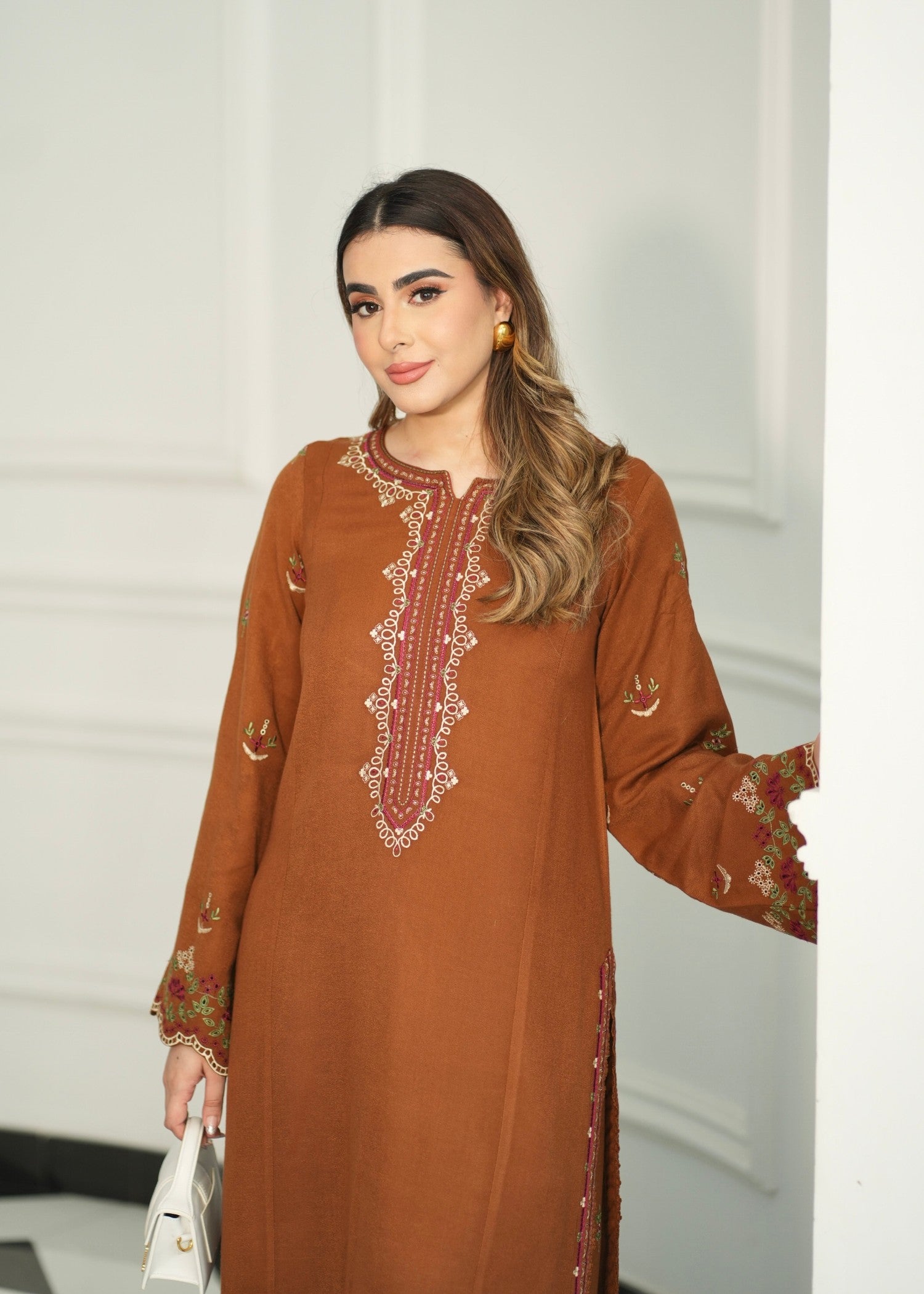 dhanak Kurta Set in Chili orange