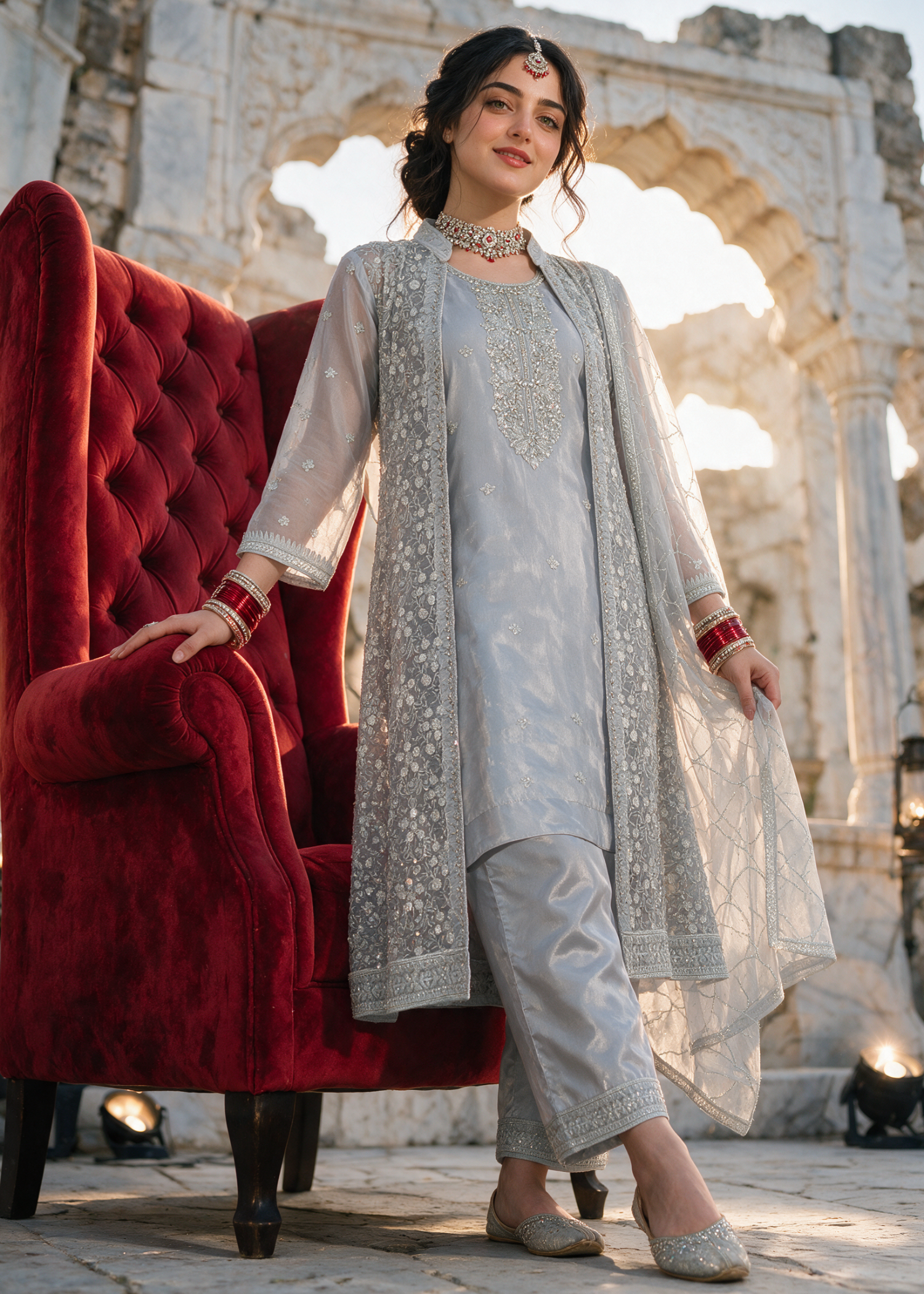 organza Gown in Light grey