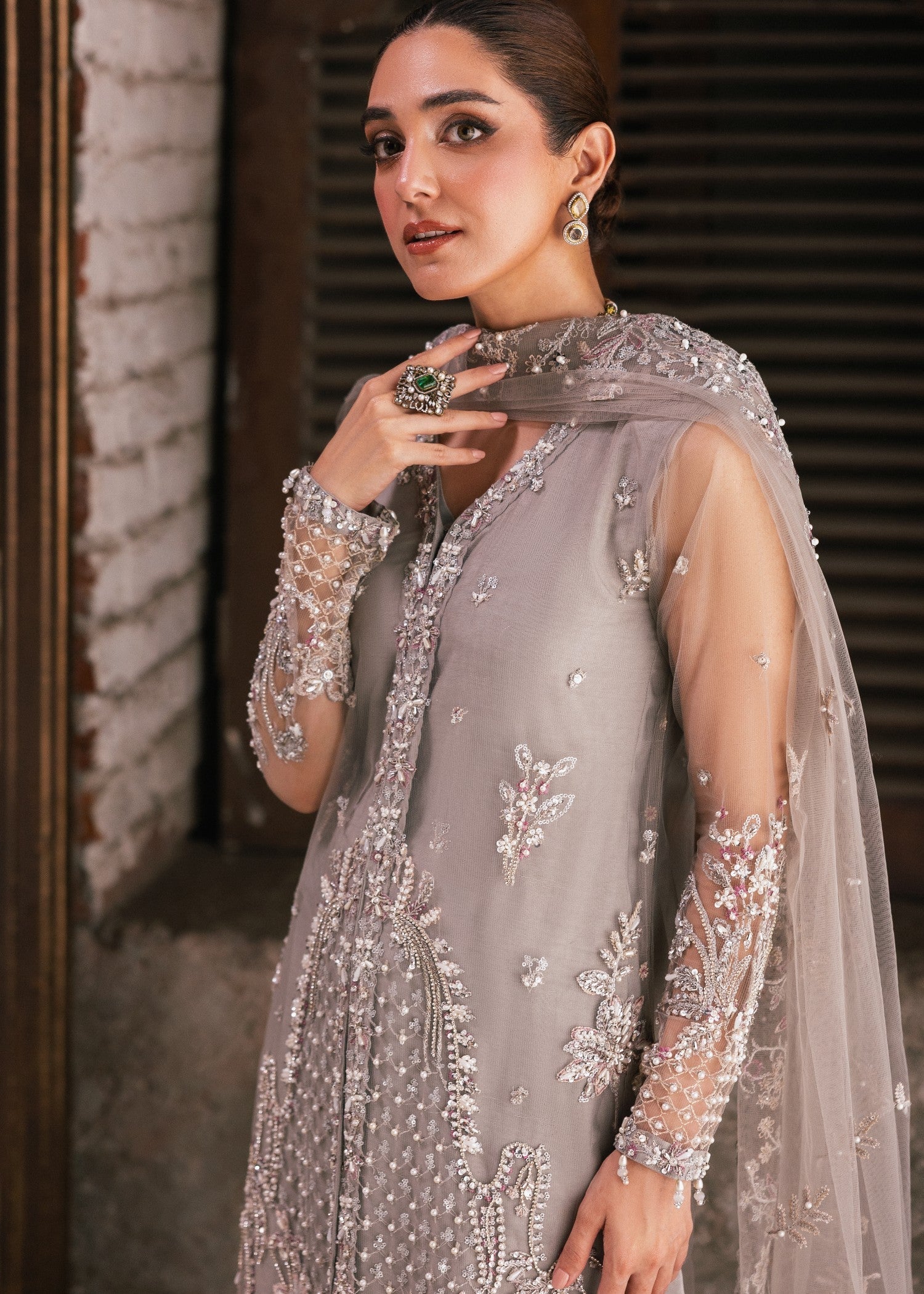 net Sharara in Pastel grey