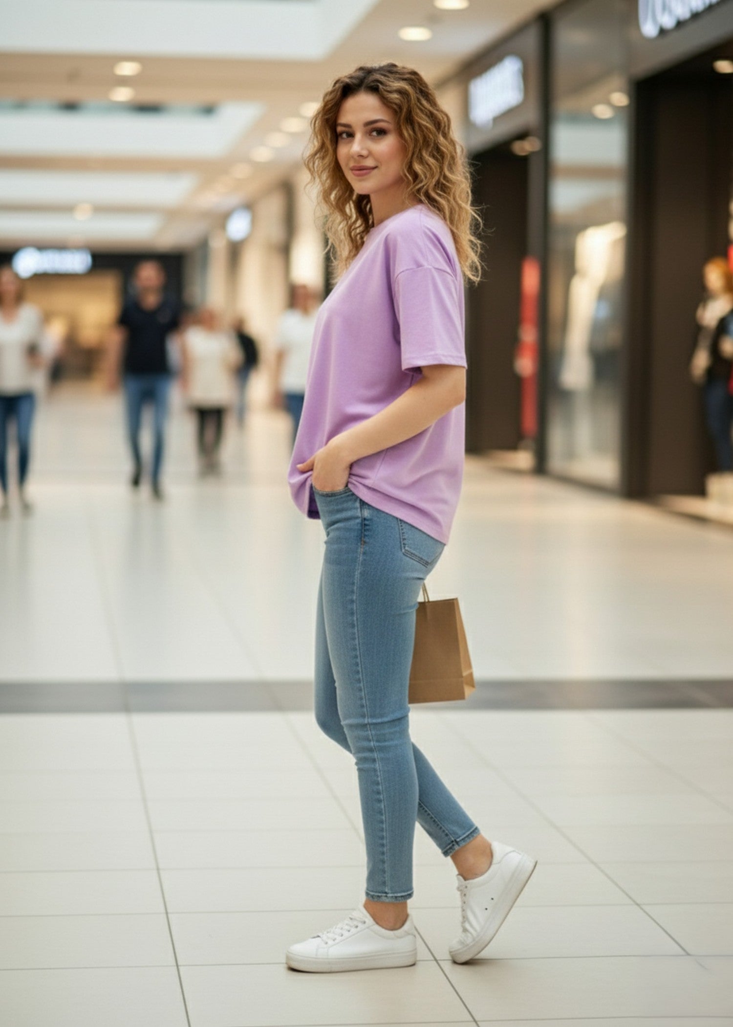 polycotton T Shirt in Lilac by -