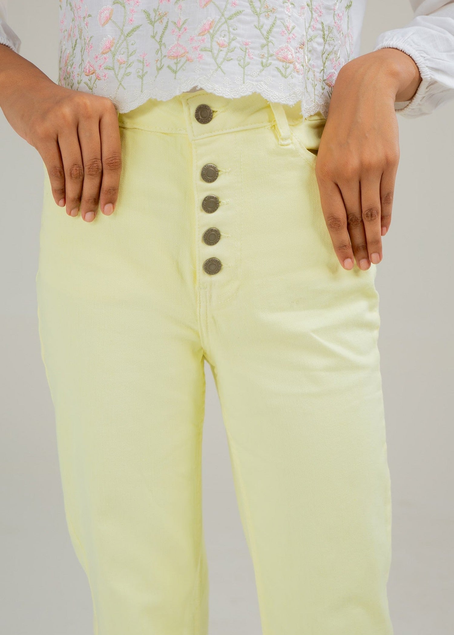 cotton Jeans in Yellow