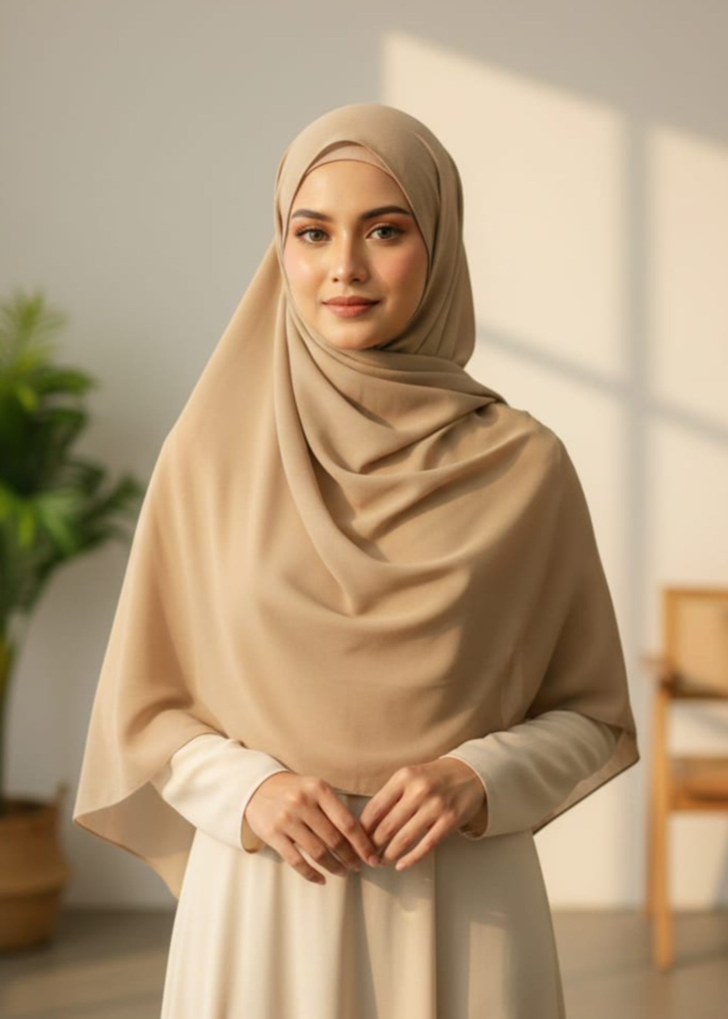 georgette Hijab in Tan brown