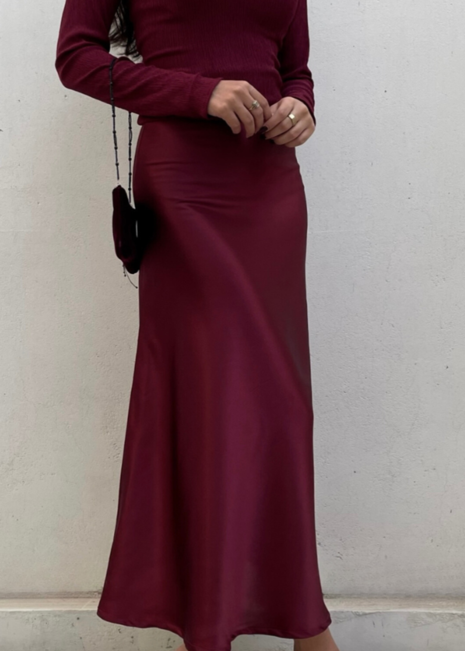 silk Skirt in Burgundy