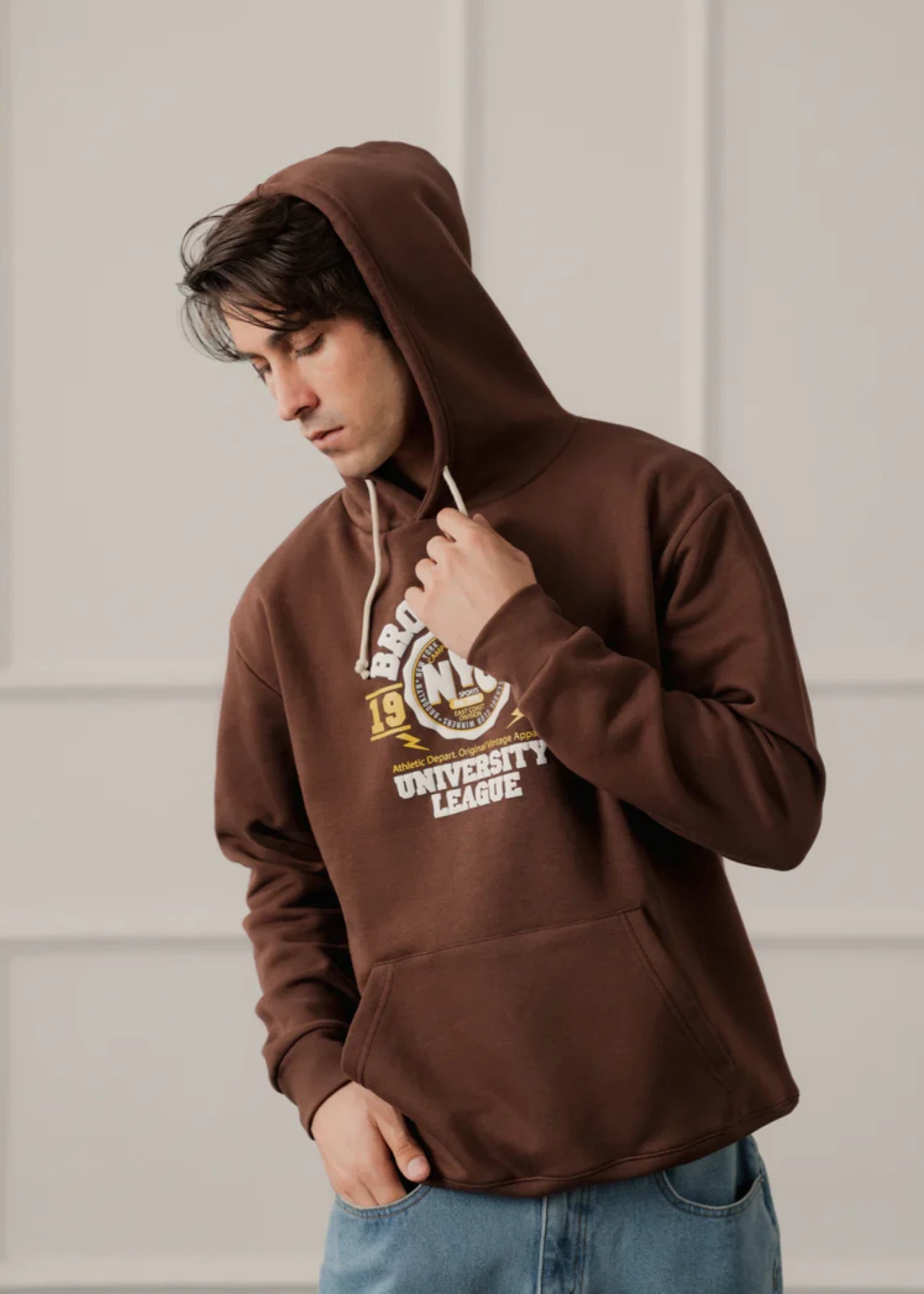 fleece Hoodie in Brown