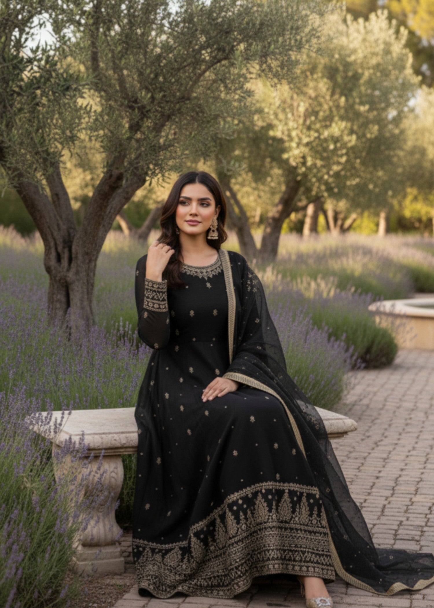 kattan silk Maxi in Black