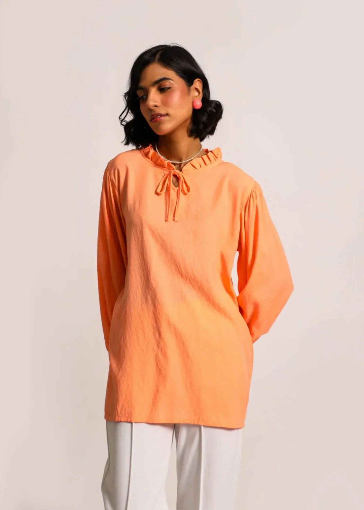 georgette Top in Peach orange