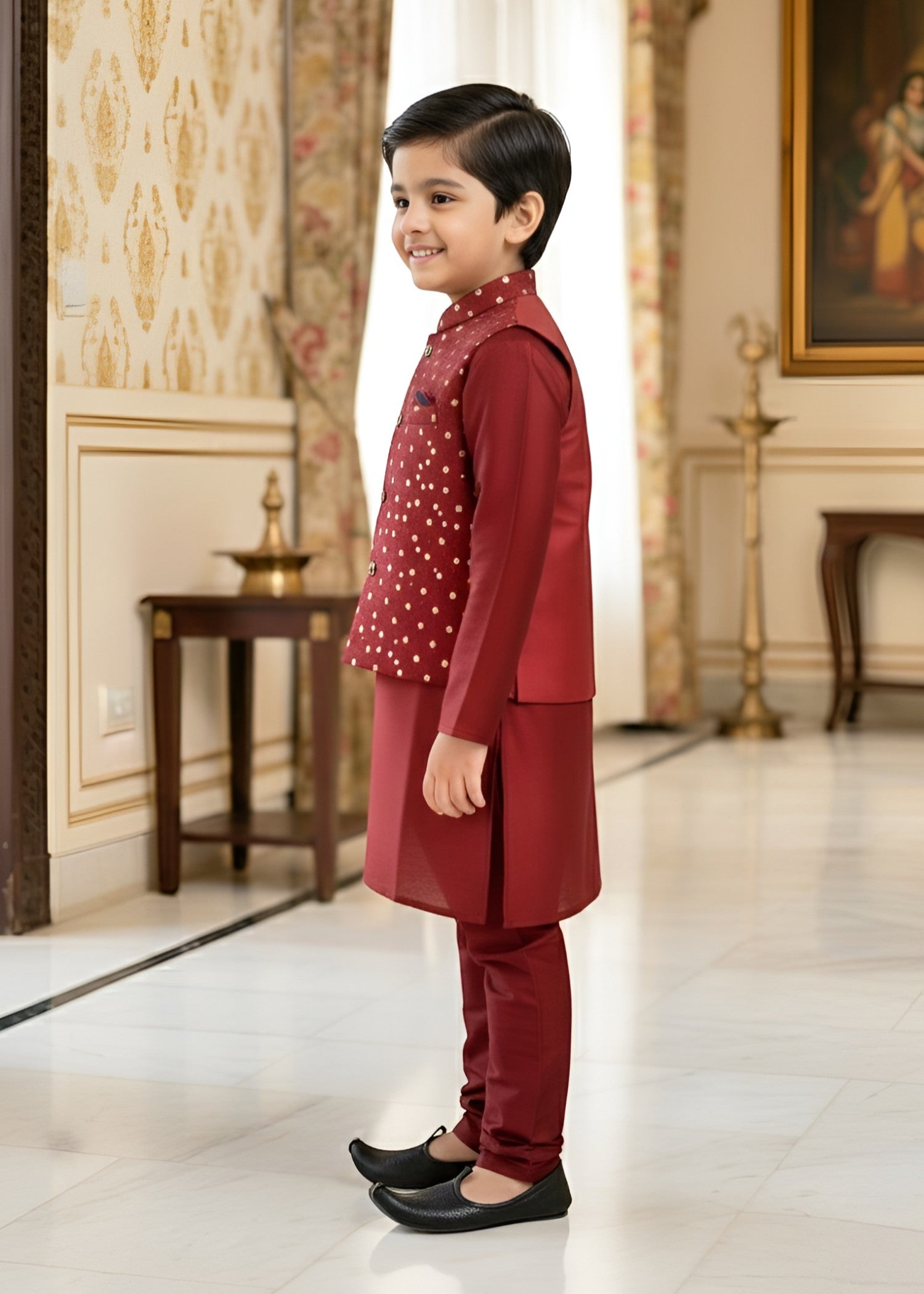 suiting Waistcoat in Berry red