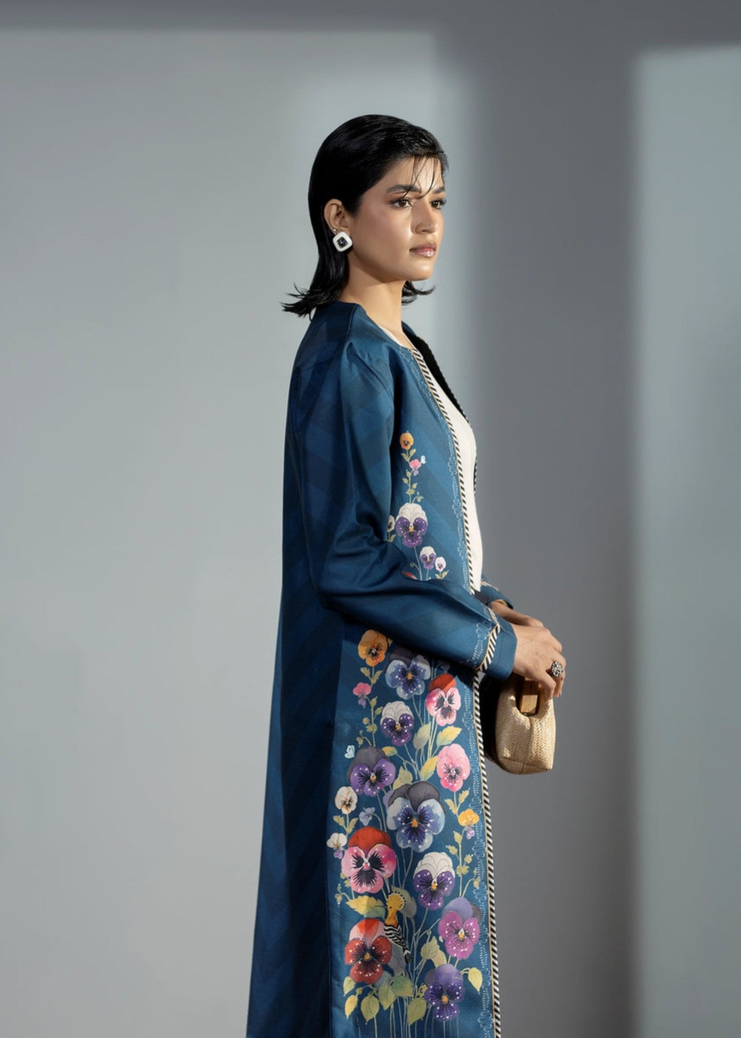 blended cambric Coat in Ocean blue