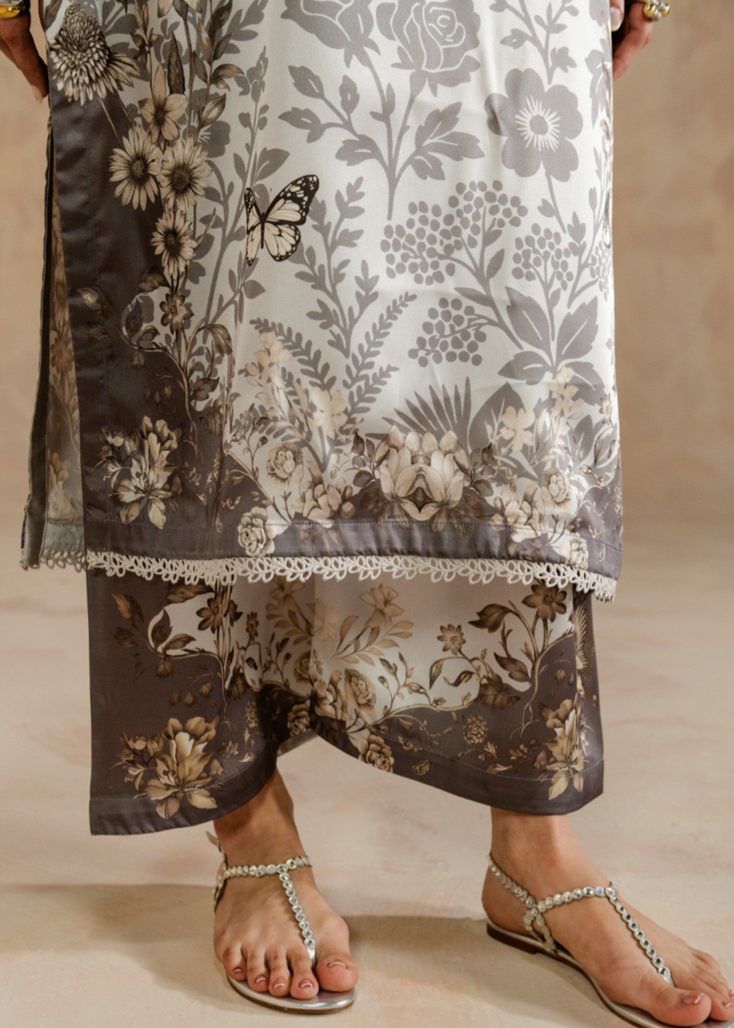 silk charmeuse Co Ord Sets in Silver