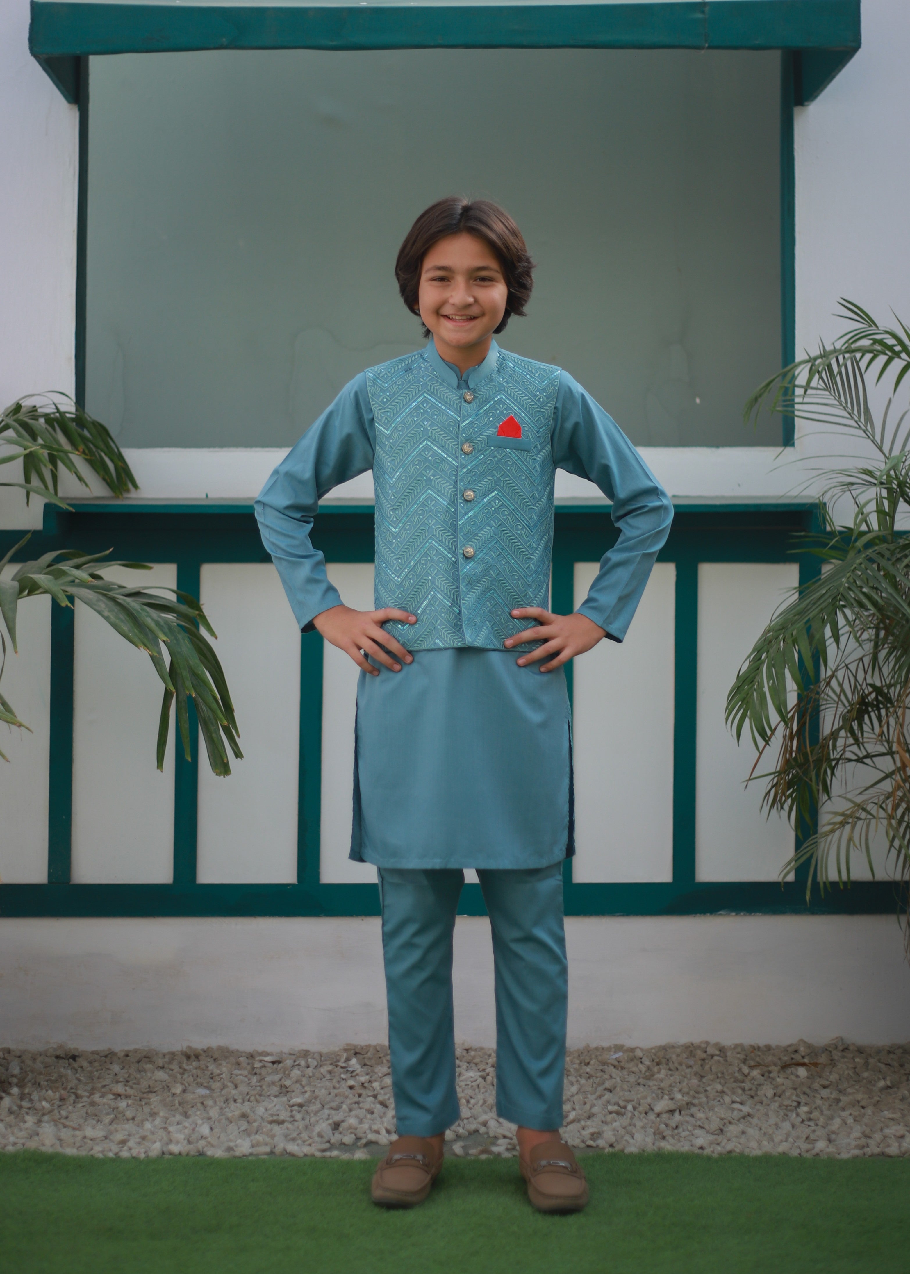 suiting Waistcoat in Sky blue