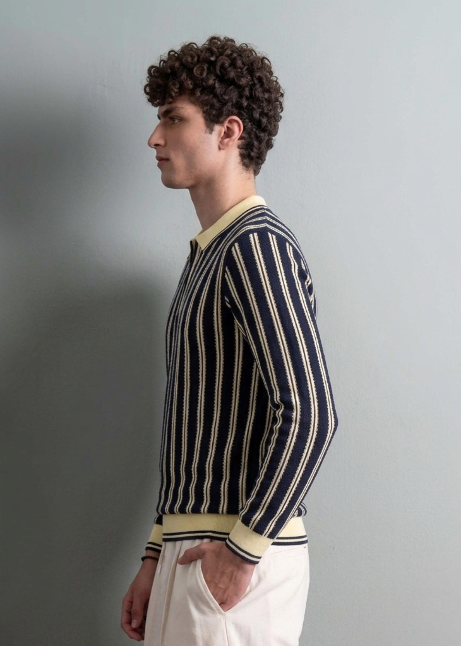 cotton Polo Shirt in Black, white