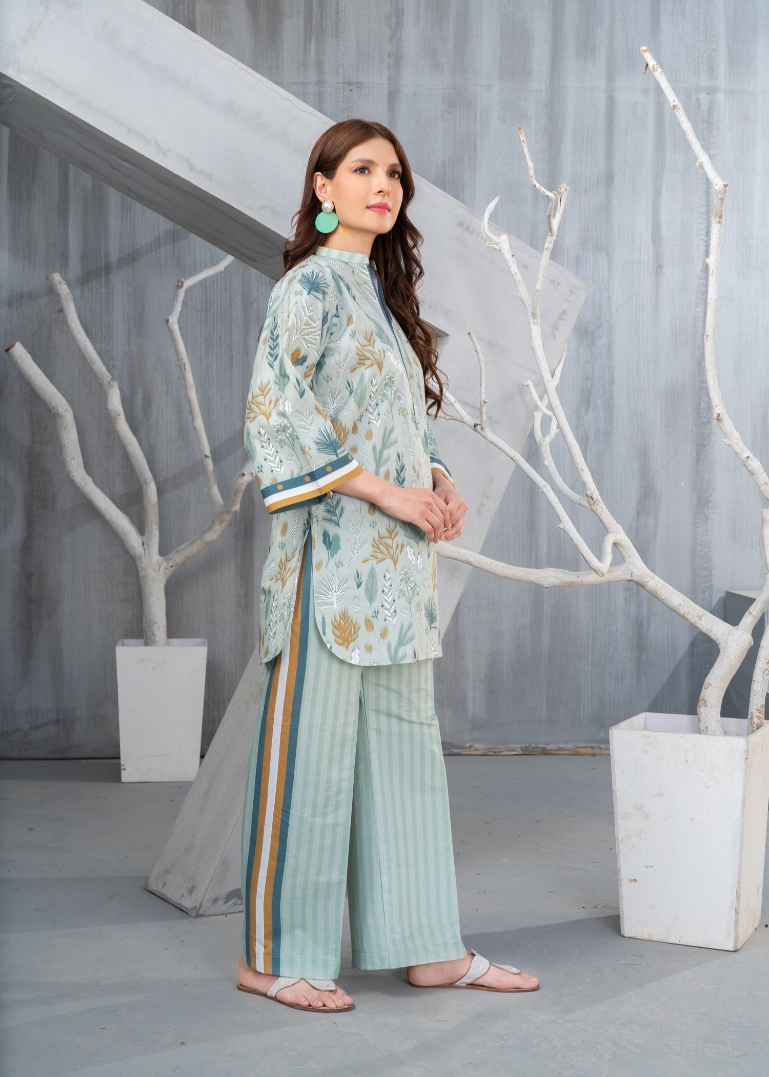 poly lawn Kurta Set in Cloud blue