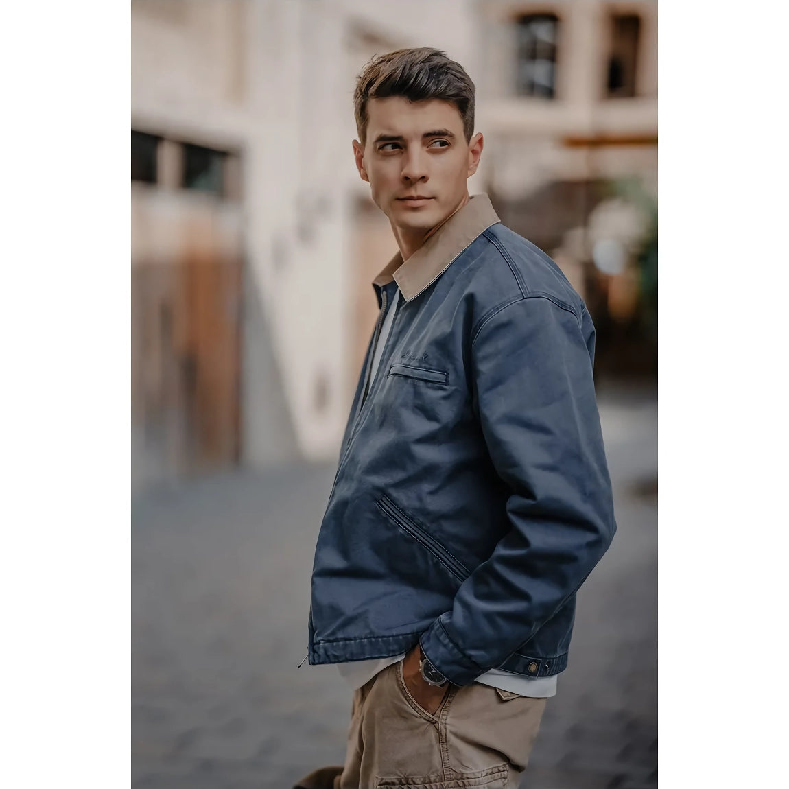 Oversize Washed Vintage Detroit Jacket for Men