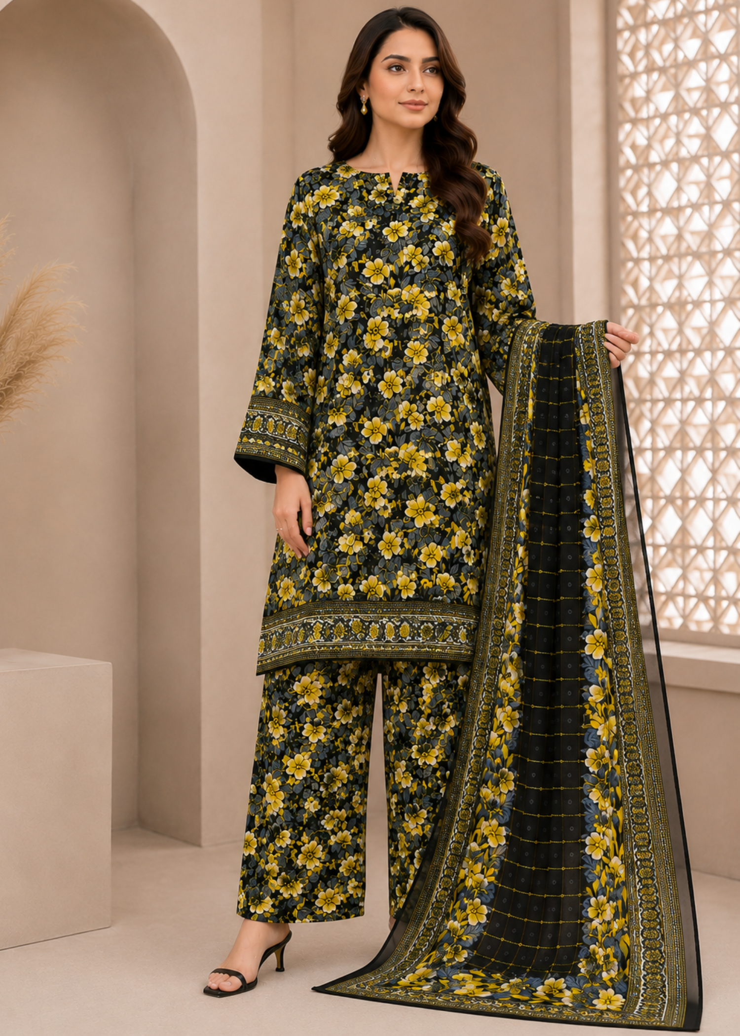 cotton Unstitched in Black, yellow