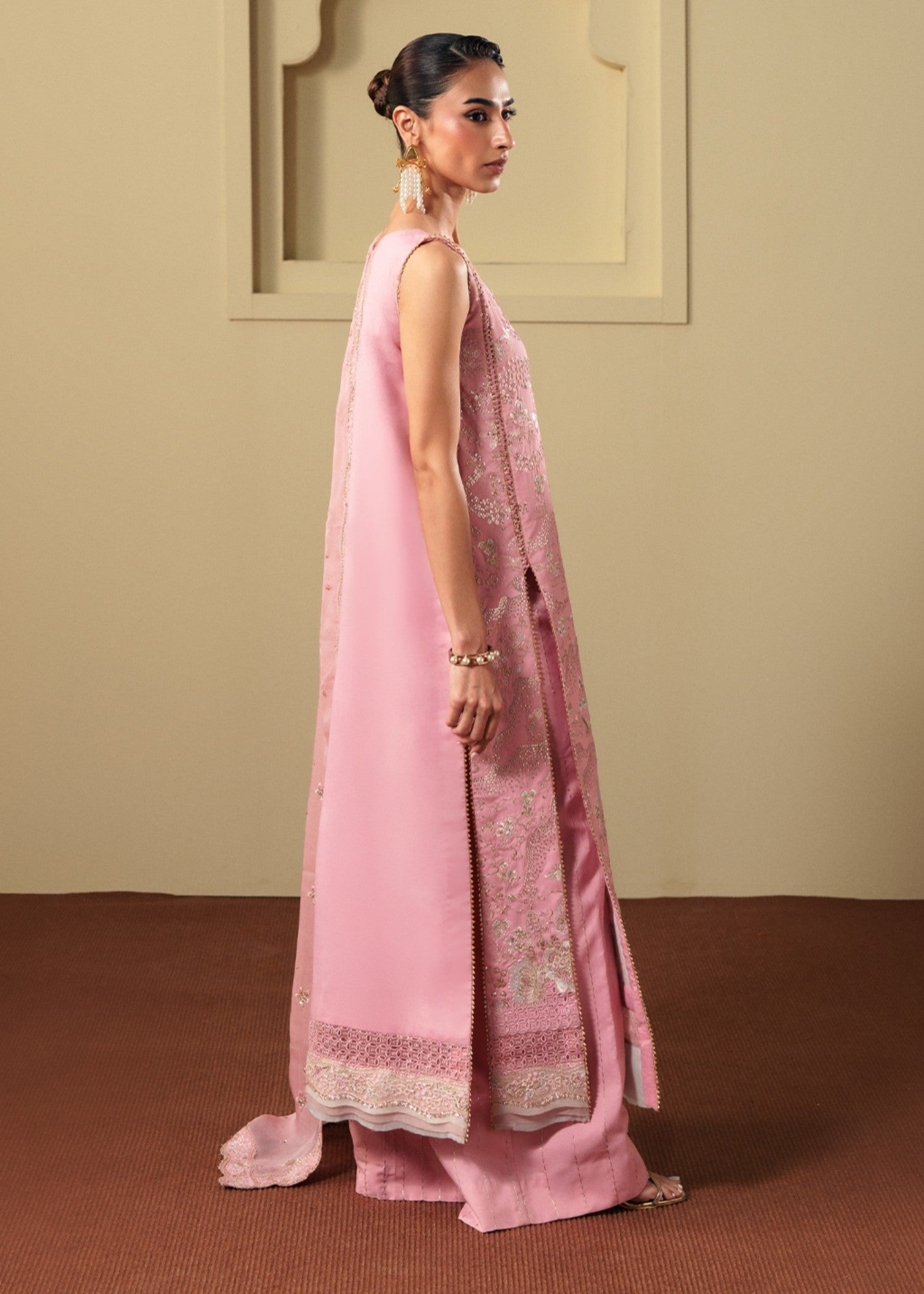 raw silk Kurta Set in Pink