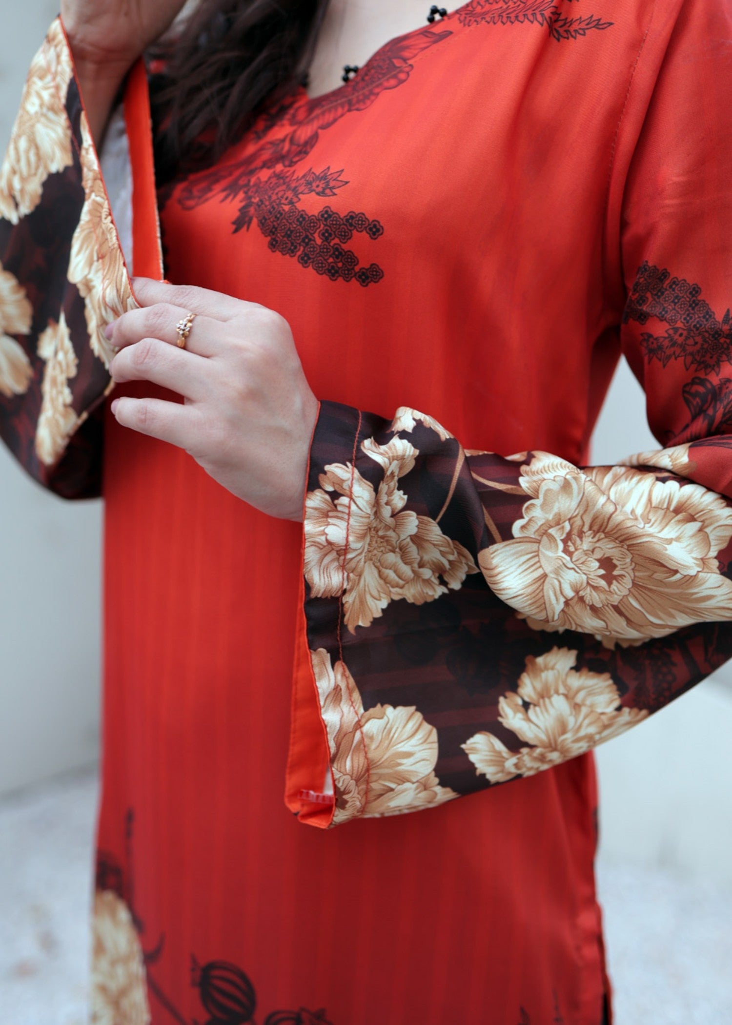 raw silk Kurti in Rust orange