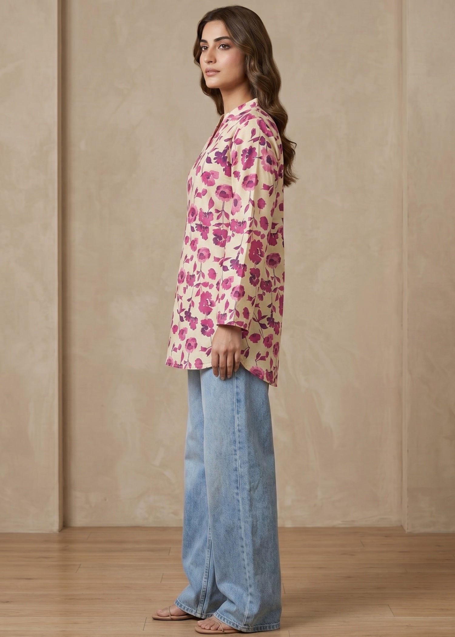 lawn cotton Kurti in Cream