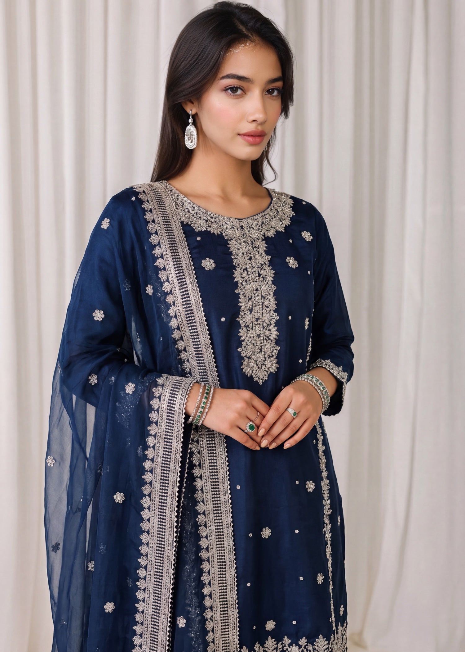 silk Sharara in Cobalt blue
