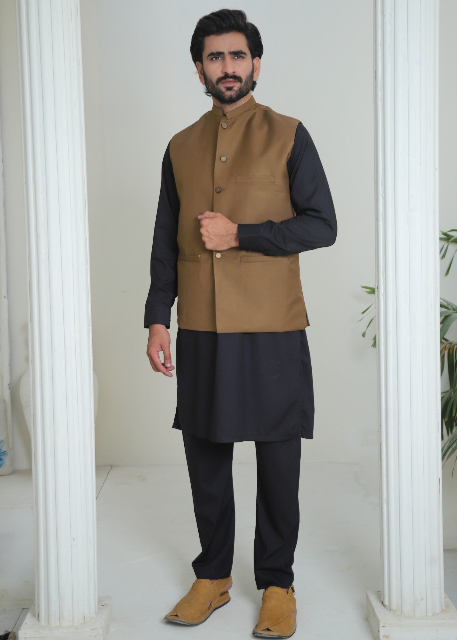 suiting Waistcoat in Golden brown