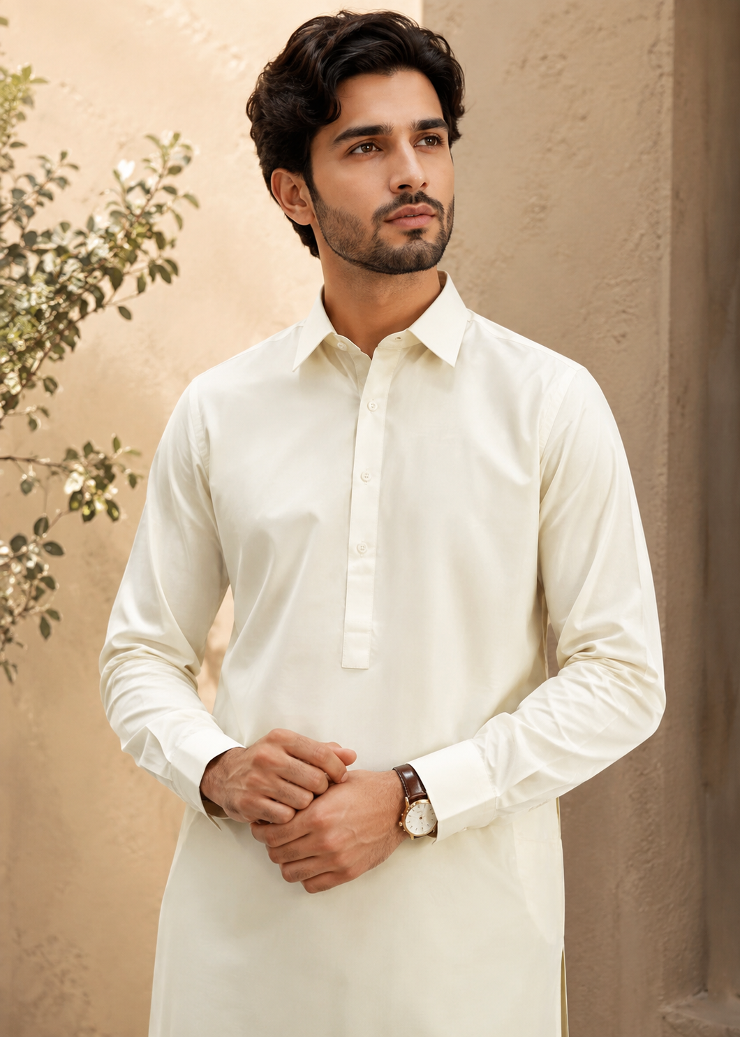 cotton Shalwar Kameez in Off-white